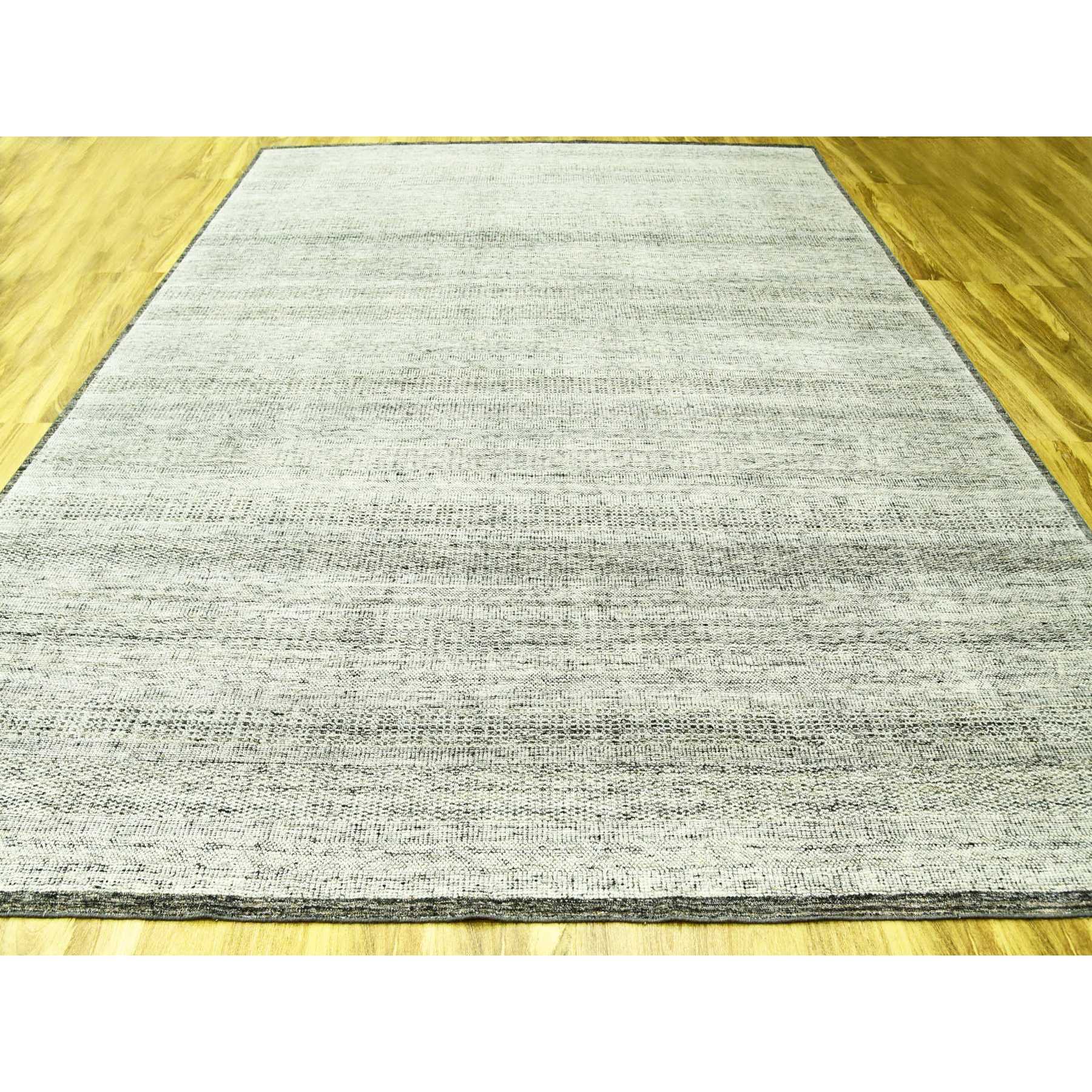 12'2"x15' Stone Gray with Charcoal Black, Hand Knotted, Oxidized and Distressed Grass Design, Oversized, Oriental Rug HR76067 - Image 2