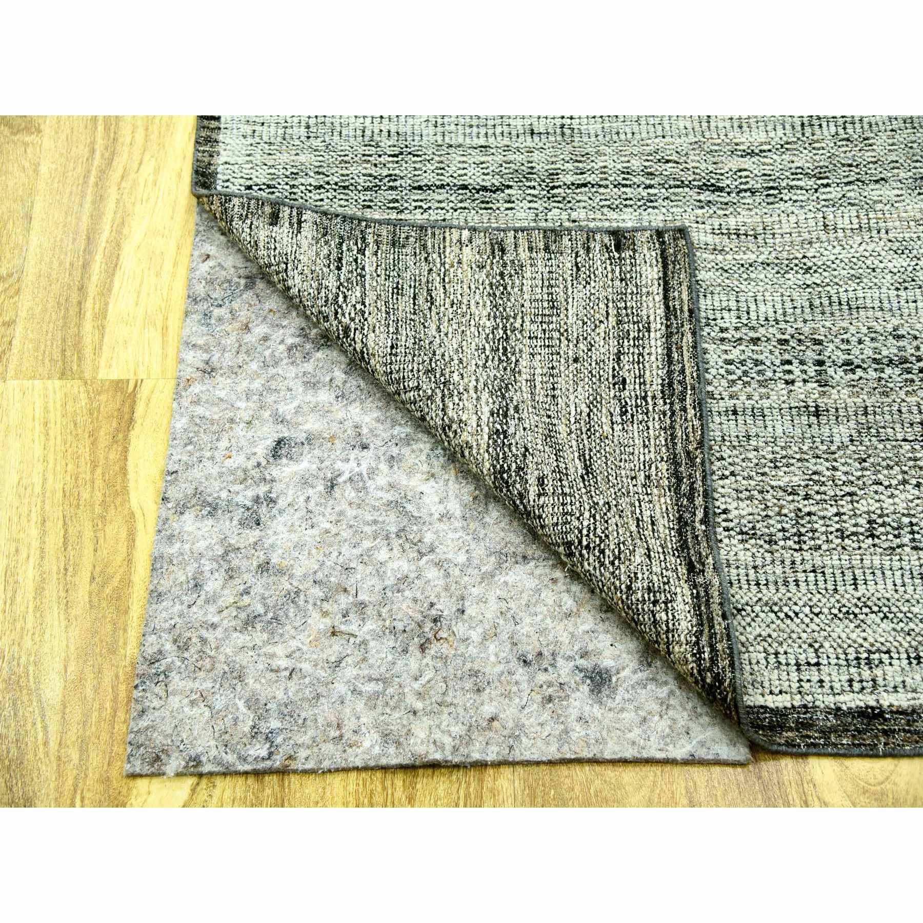 12'2"x15' Stone Gray with Charcoal Black, Hand Knotted, Oxidized and Distressed Grass Design, Oversized, Oriental Rug HR76067 - Image 4