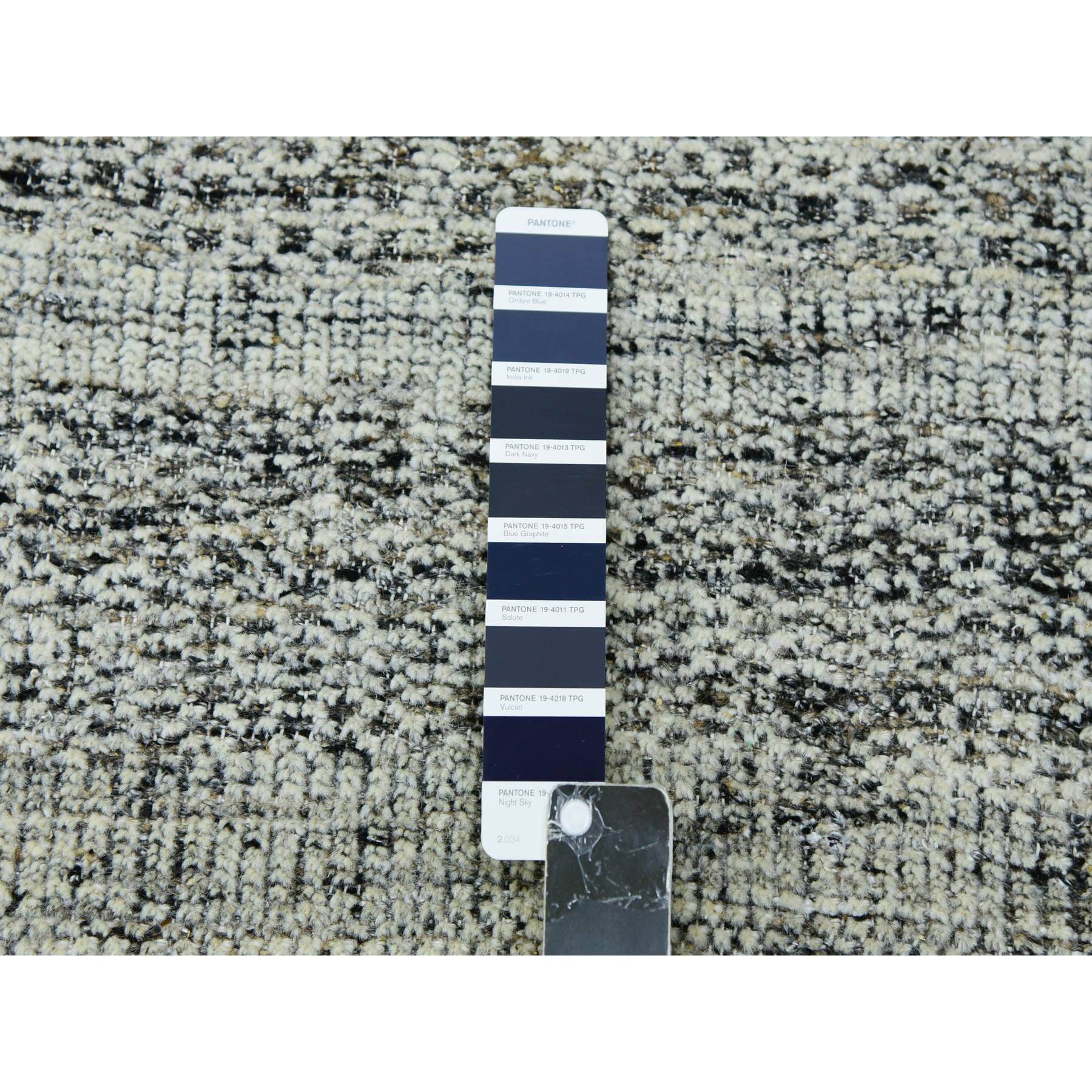 12'2"x15' Stone Gray with Charcoal Black, Hand Knotted, Oxidized and Distressed Grass Design, Oversized, Oriental Rug HR76067 - Image 7