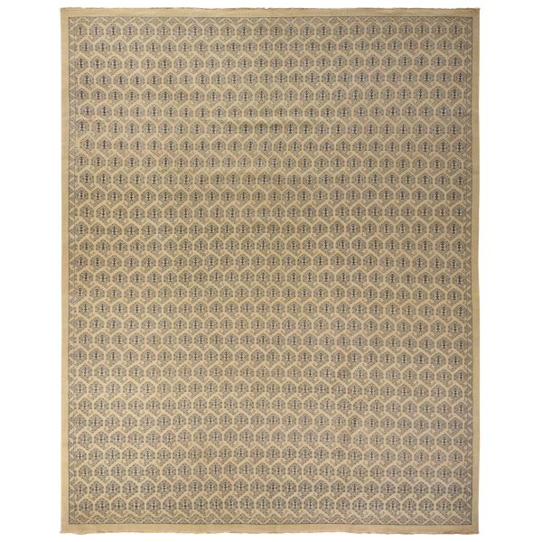 11'8"x14'9" Dutch White, Turkish Knot Paisley Design, 100% Wool, Hand Knotted, Oversized, Oriental Rug HR78264