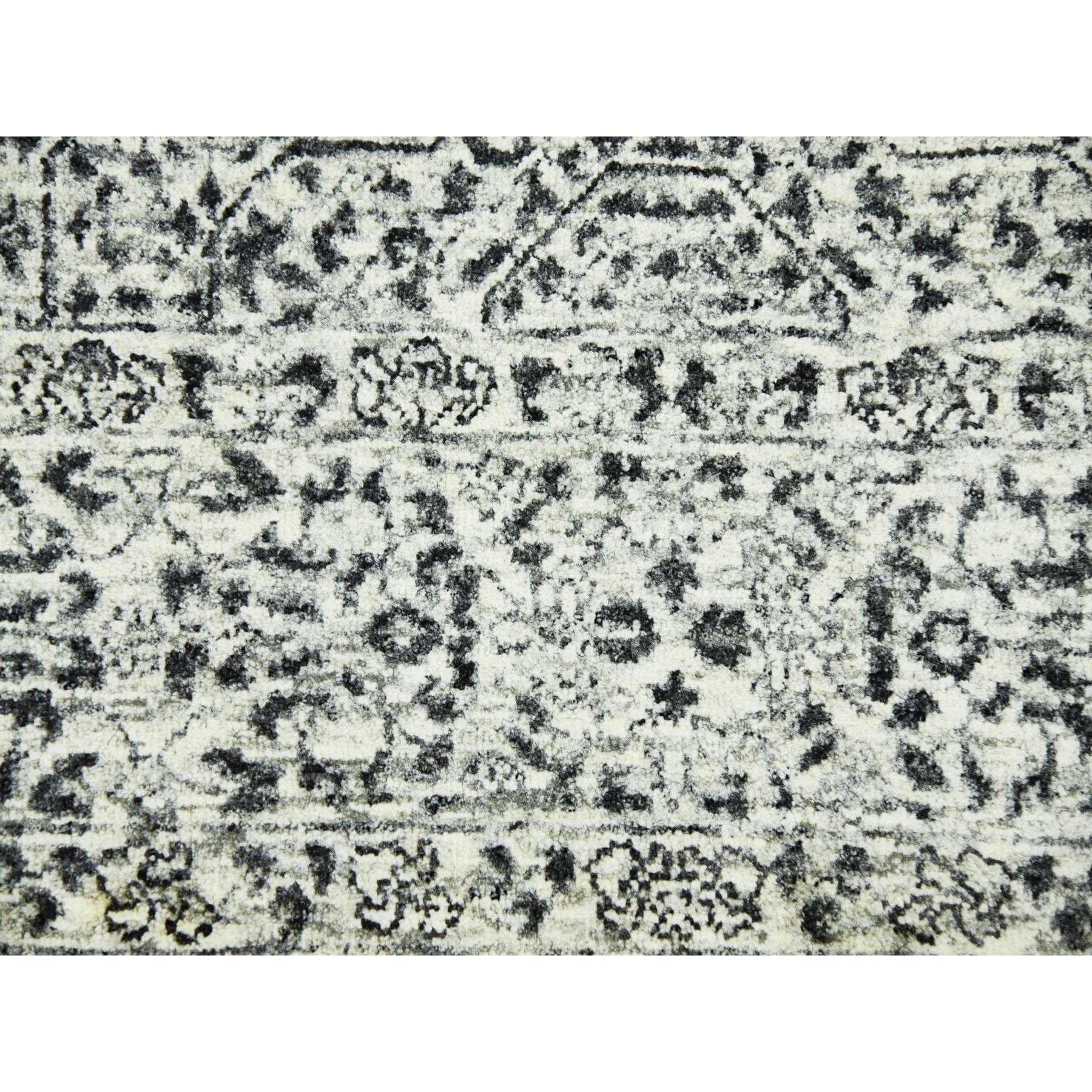6'1"x9'3" Ghost White, Hand Knotted, Mamluk Dynasty, Tone on Tone Design, Undyed 100% Wool, Oriental Rug HR79473 - Image 8