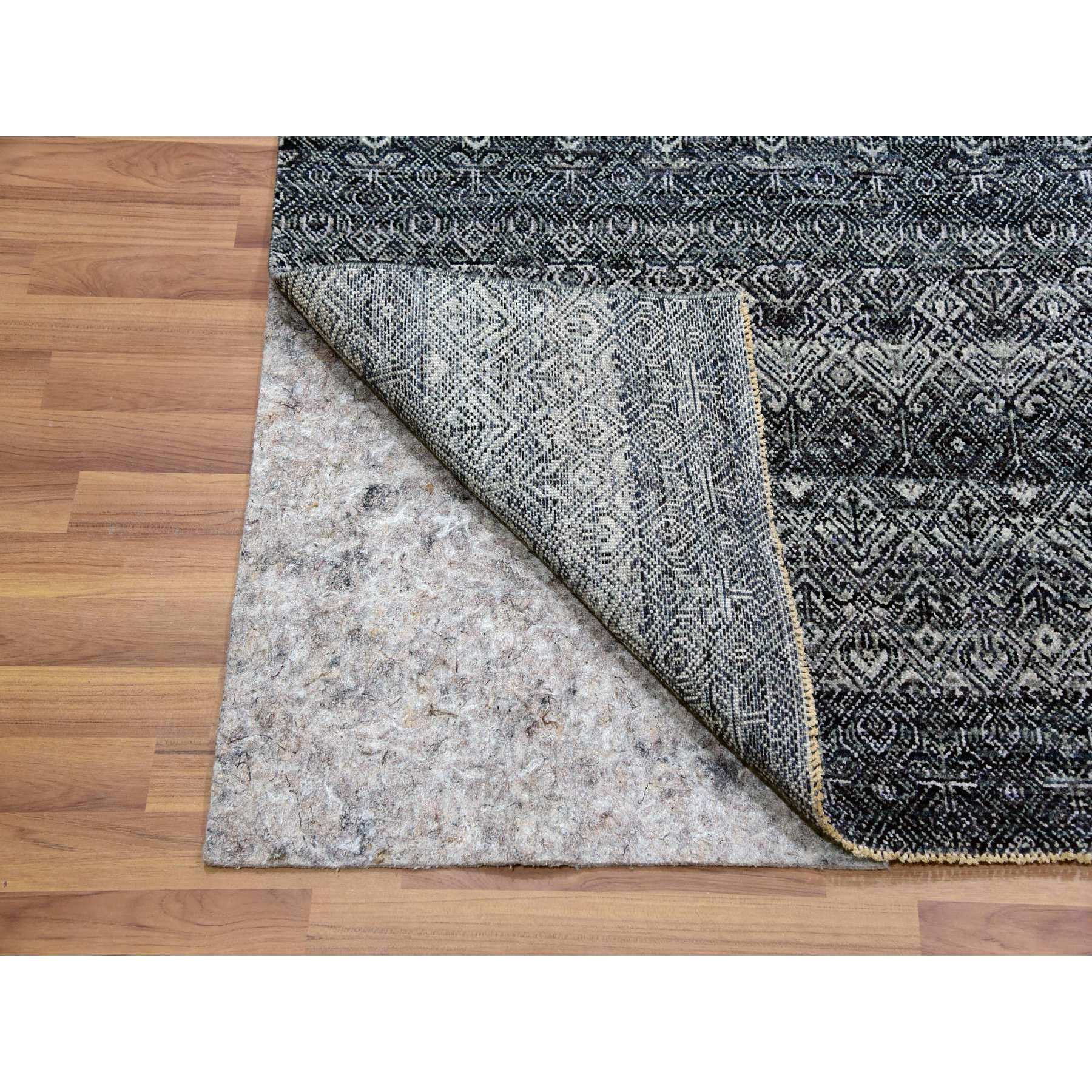 8'x10'1" Web Gray, Hand Knotted Tone On Tone Kohinoor Herat Pattern With Small Geometric Repetitive Design, Plush Shiny Wool, Oriental Rug HR79787 - Image 5