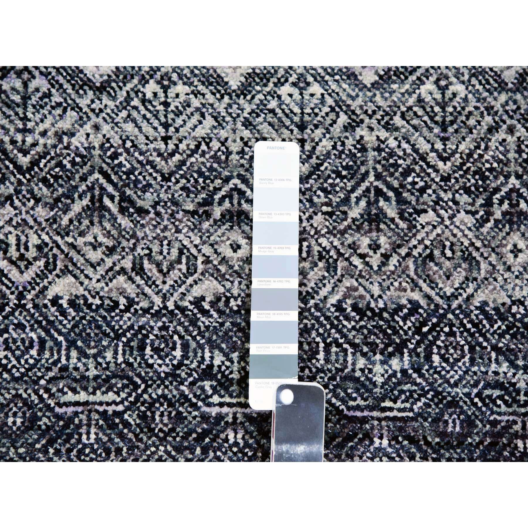 8'x10'1" Web Gray, Hand Knotted Tone On Tone Kohinoor Herat Pattern With Small Geometric Repetitive Design, Plush Shiny Wool, Oriental Rug HR79787 - Image 8