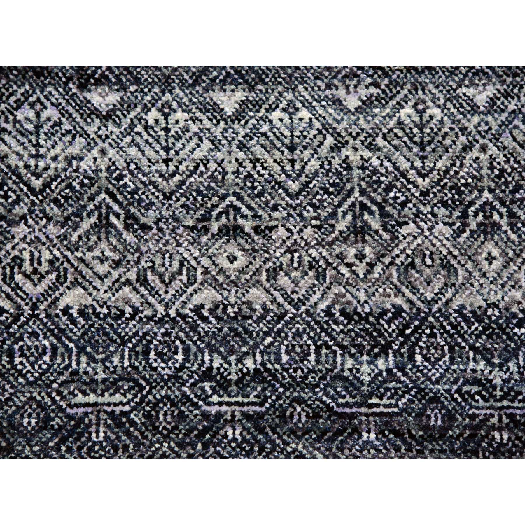 8'x10'1" Web Gray, Hand Knotted Tone On Tone Kohinoor Herat Pattern With Small Geometric Repetitive Design, Plush Shiny Wool, Oriental Rug HR79787 - Image 9