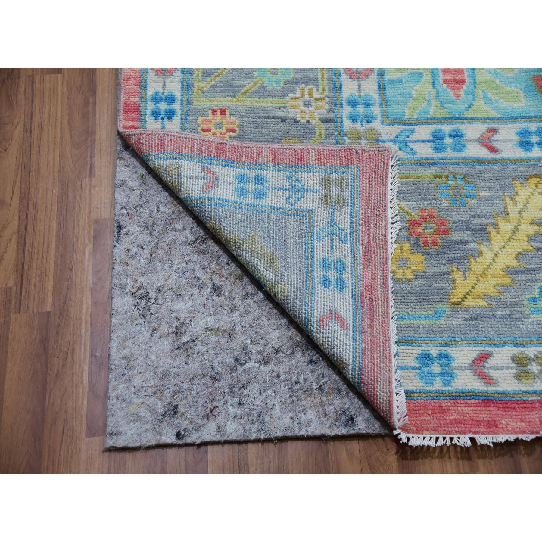 10'1"x14' Coral Pink, Hand Knotted, Oushak Weave and Design, All Over Leaf Pattern, Thick and Plush, Natural Wool, Oriental Rug HR79939 - Image 5