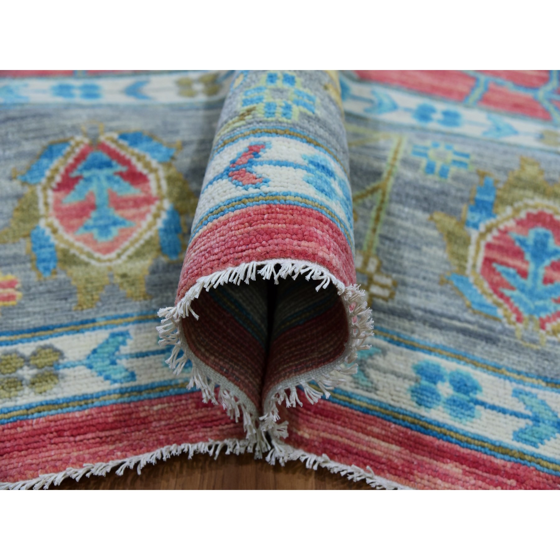 10'1"x14' Coral Pink, Hand Knotted, Oushak Weave and Design, All Over Leaf Pattern, Thick and Plush, Natural Wool, Oriental Rug HR79939 - Image 6