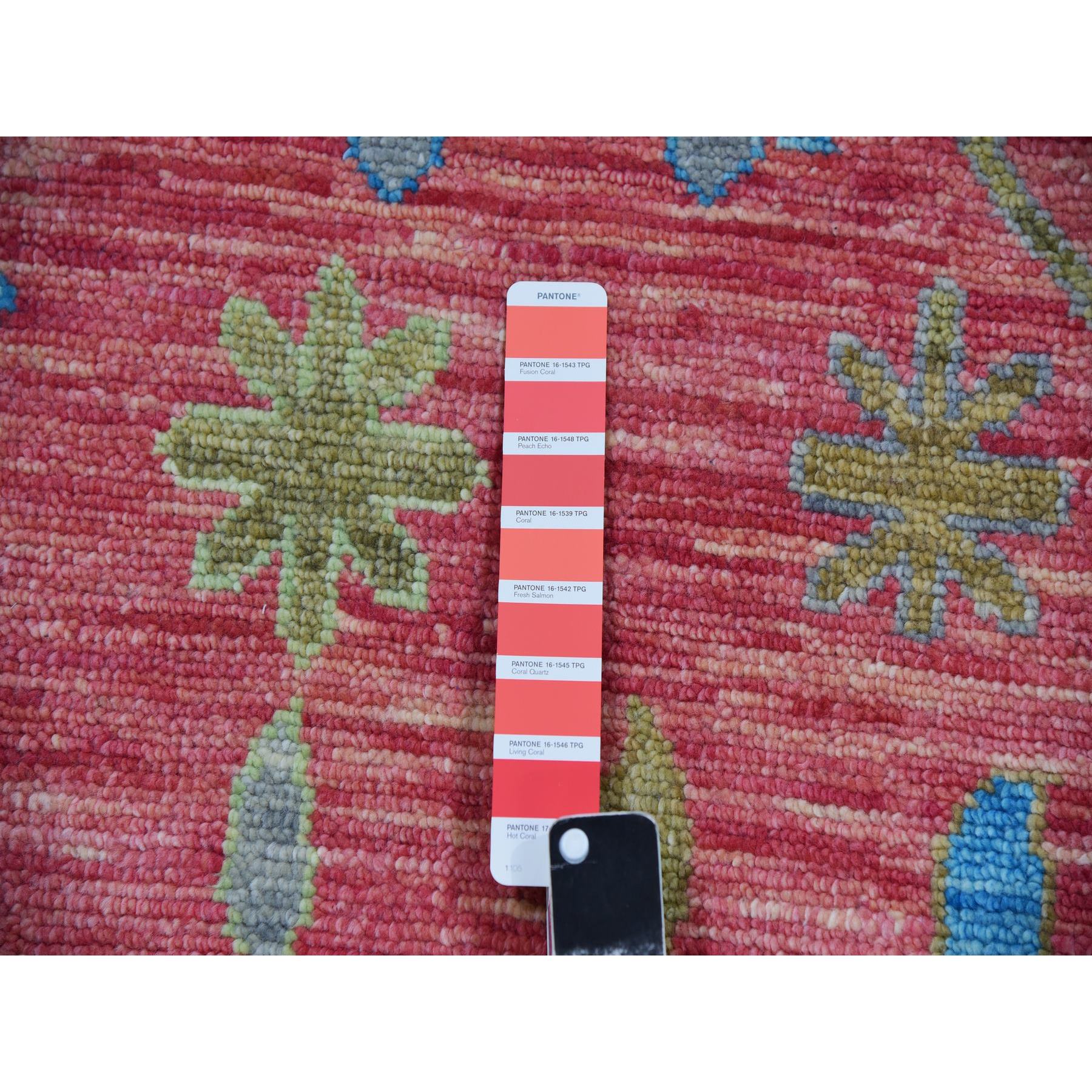 10'1"x14' Coral Pink, Hand Knotted, Oushak Weave and Design, All Over Leaf Pattern, Thick and Plush, Natural Wool, Oriental Rug HR79939 - Image 8