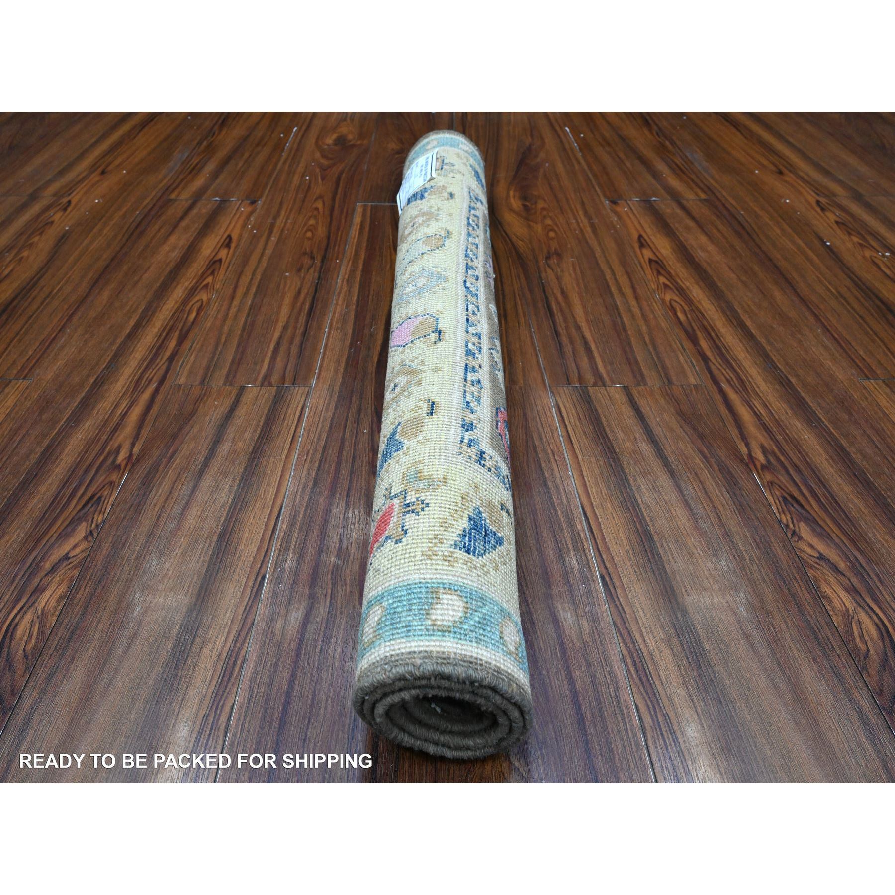 2'9"x4' Power Gray, Extra Soft Wool, Hand Knotted With Colorful Caucasian Design, Fusion Kazak Oriental Rug HR89240 - Image 4