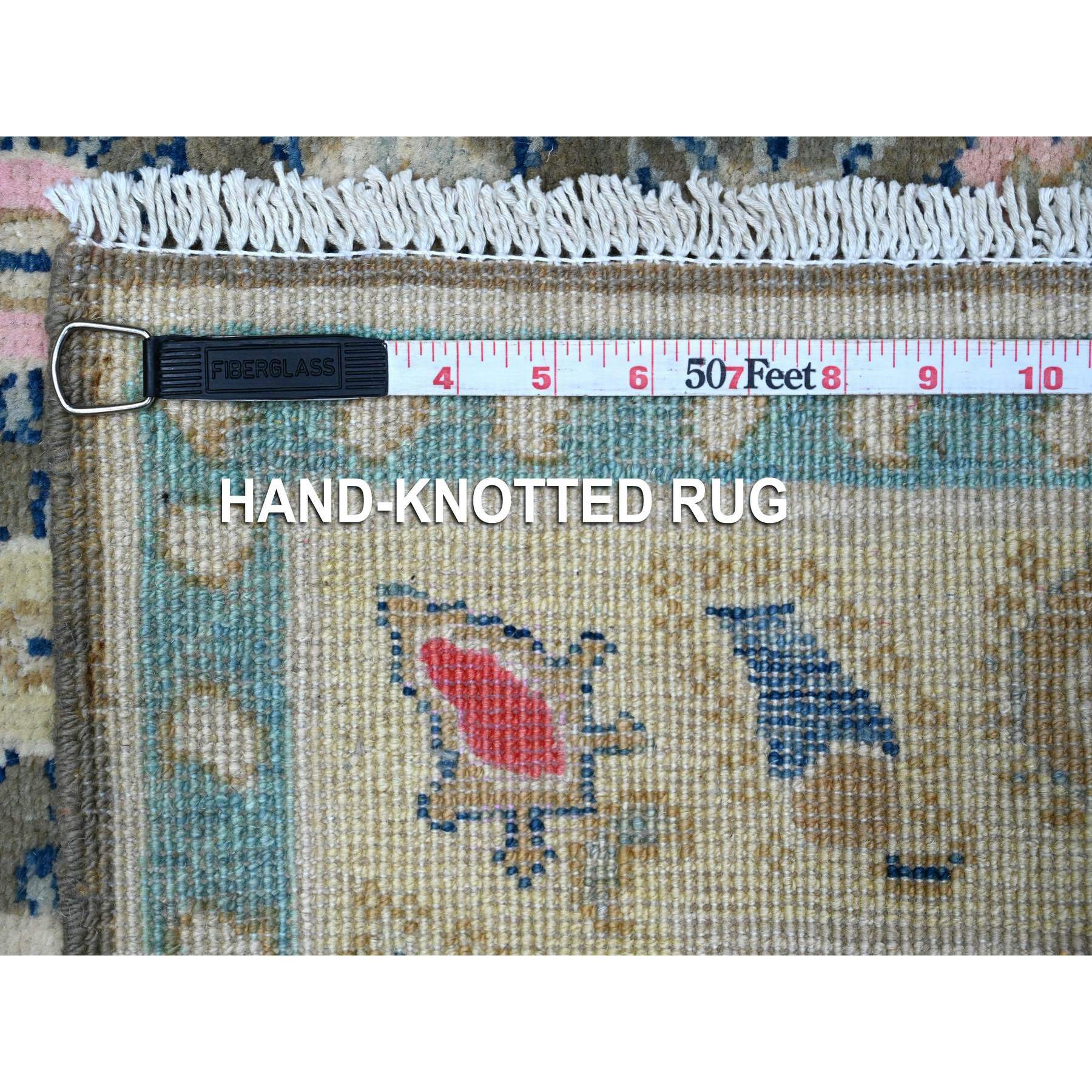 2'9"x4' Power Gray, Extra Soft Wool, Hand Knotted With Colorful Caucasian Design, Fusion Kazak Oriental Rug HR89240 - Image 6