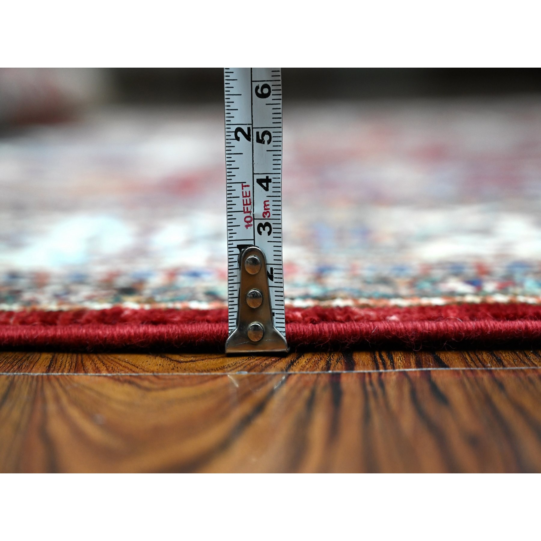 6'1"x9'3" Currant Red With Dove White, Afghan Super Kazak Natural Dyes, Extra Soft Wool, All Over Geometric Elements With Large Central Medallion, Hand Knotted Oriental Rug HR89301 - Image 5