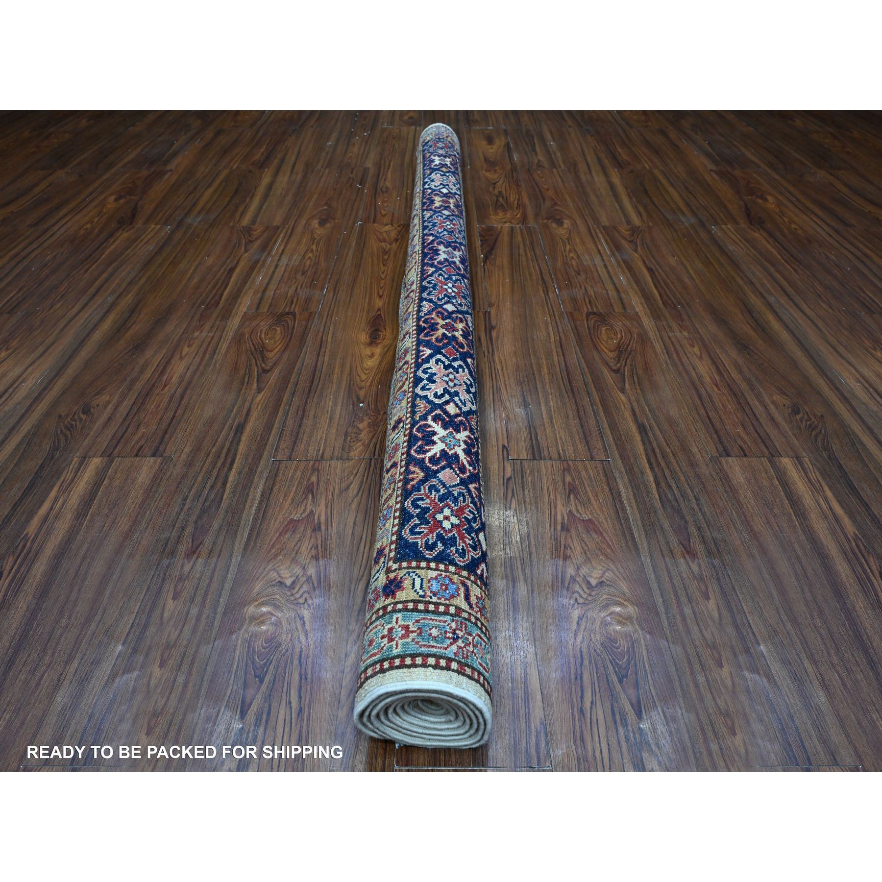 6'x6' White Pepper, Soft And Velvety Wool Super Kazak Geometric Patterns Afghan Hand Knotted Vegetable Dyes Square Oriental Rug HR89328 - Image 4