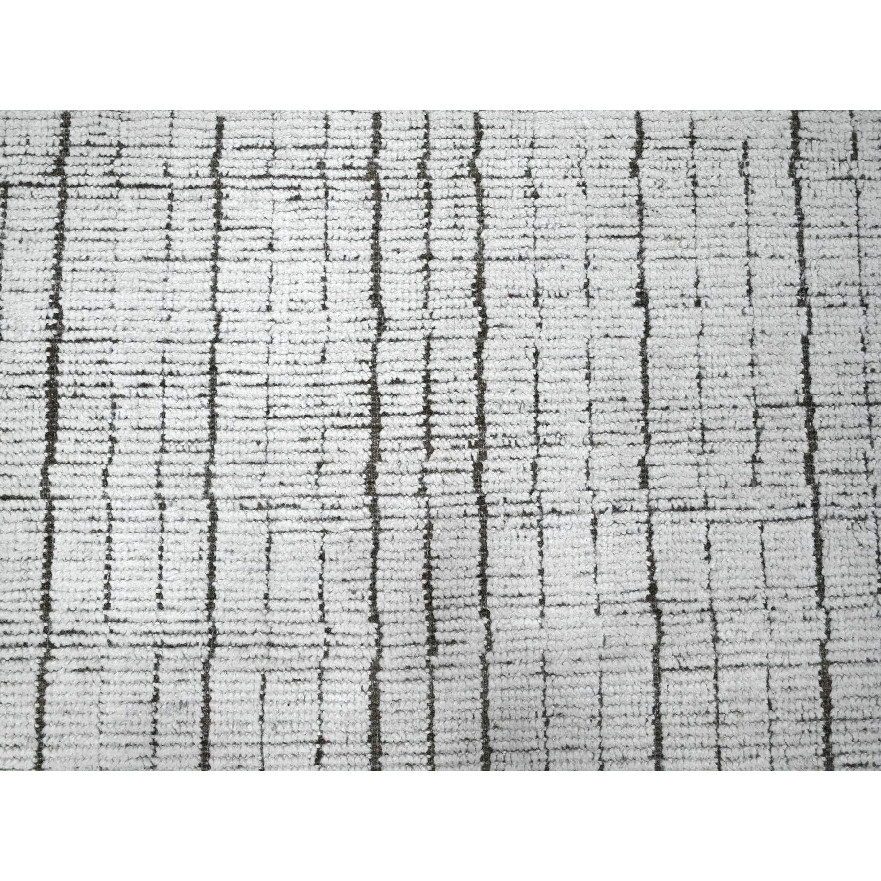 12'2"x15'9" Gesso White, Beni Ourain Moroccan Weave, Vegetable Dyes, Hand Knotted Vertical Line Pattern, Extra Soft Wool, Oversized Oriental Rug HR89335 - Image 8