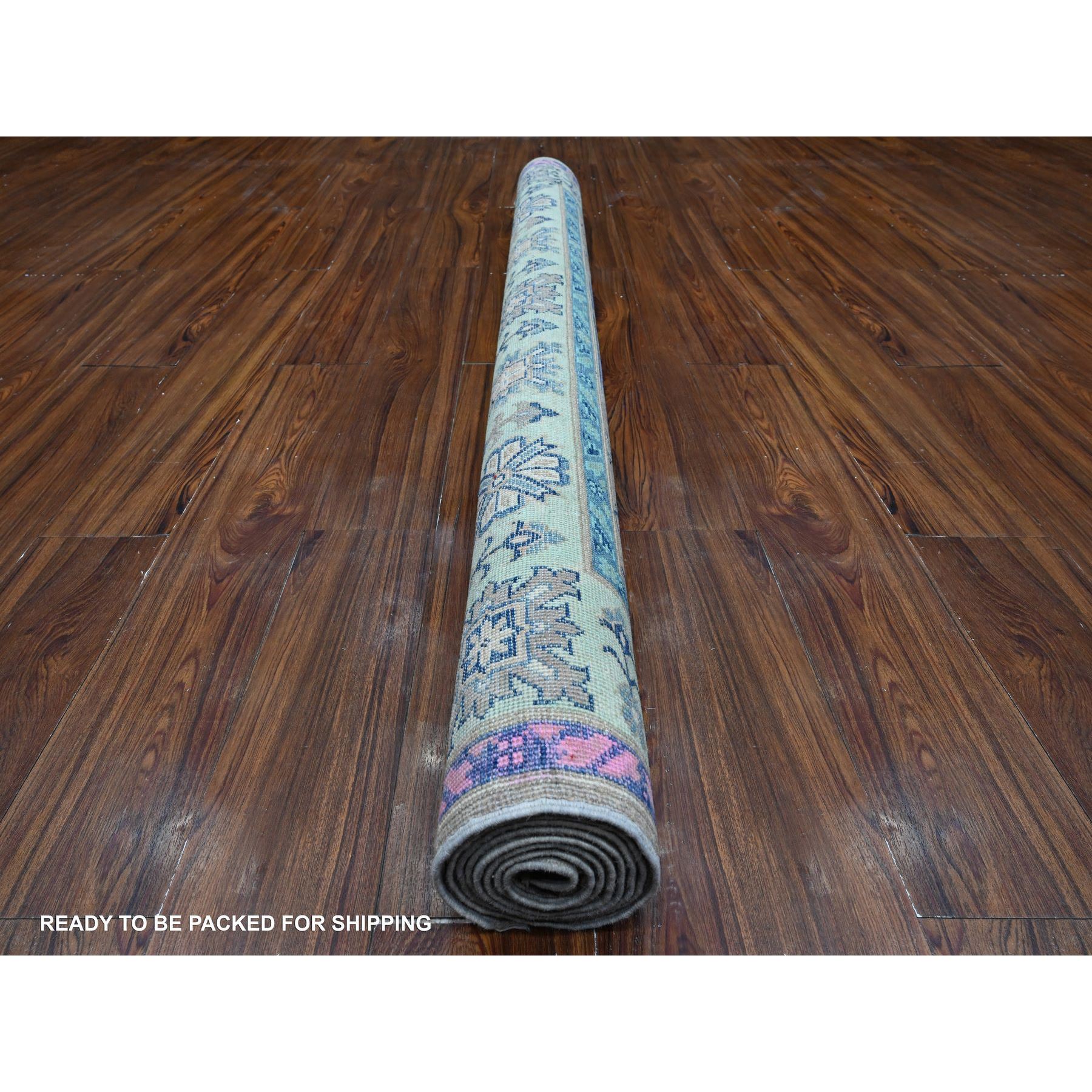 5'6"x7'7" Dark Silver Gray, Hand Knotted Soft And Vibrant Wool, Colorful Caucasian Design, Fusion Kazak Oriental Rug HR89345 - Image 4