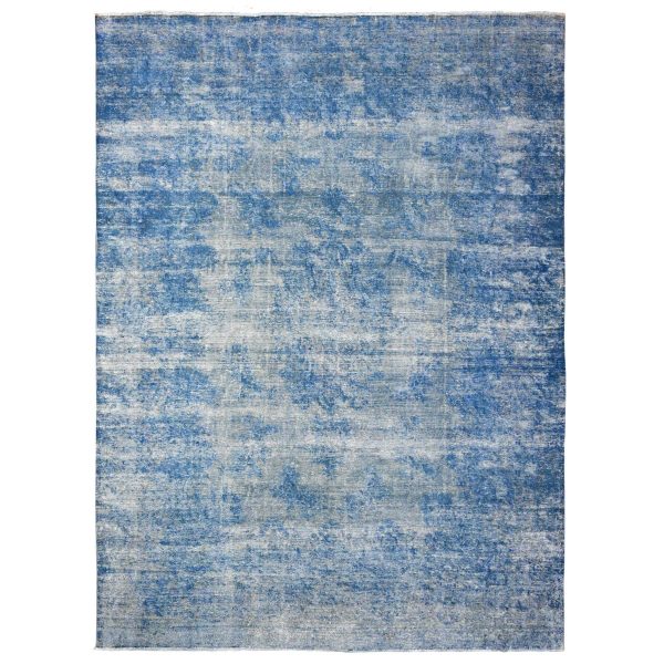 9'5"X12'10" Lapis Blue, Cleaned, Natural Wool, Hand Knotted, Broken Design Vintage Persian Kerman, Sides And Ends Secured Professionally, Distressed Oriental Rug HR89451