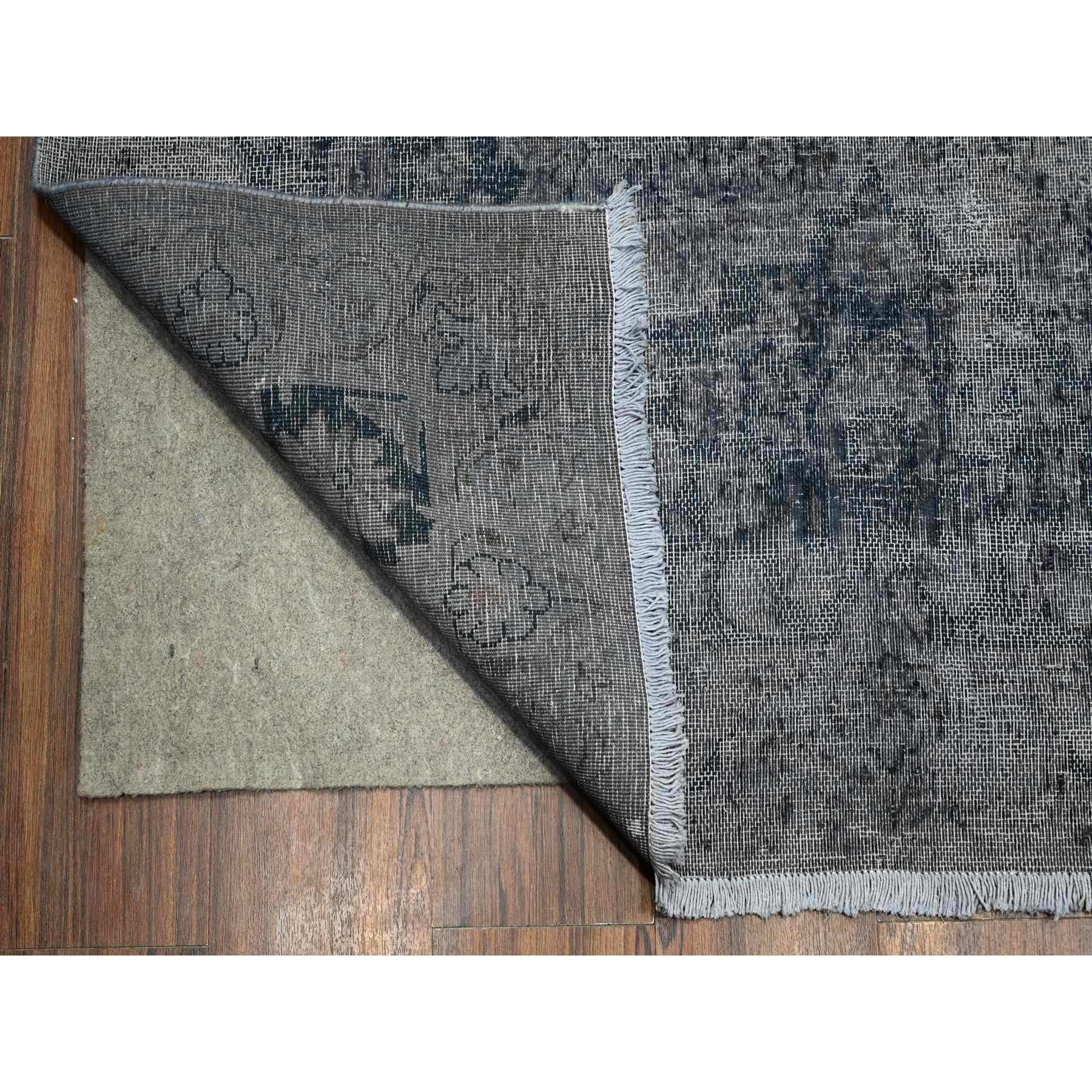 9'8"x12'6" Agreeable Gray, Distressed Look Worn Wool, Professionally Secured Ends, Hand Knotted, Vintage Persian Kerman, Clean And Soft, Cropped Thin, Oriental Rug HR89452 - Image 5