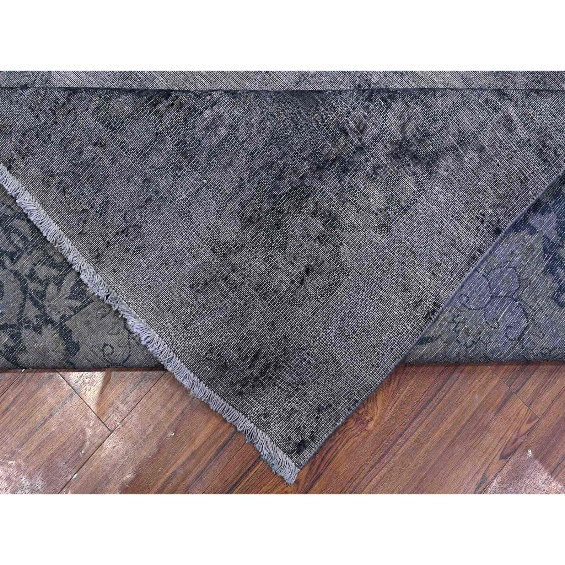 9'8"x12'6" Agreeable Gray, Distressed Look Worn Wool, Professionally Secured Ends, Hand Knotted, Vintage Persian Kerman, Clean And Soft, Cropped Thin, Oriental Rug HR89452 - Image 7