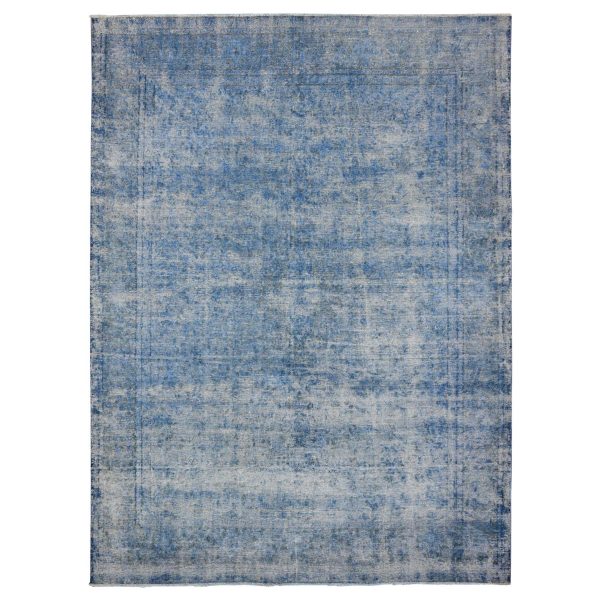 9'8"x12'10" Lowes Blue, Hand Knotted, Worn Pile, Pure Wool, Erased Design, Sheared Down, Sides And Ends Secured Professionally, Cleaned Vintage Persian Kerman, Oriental Rug HR89453