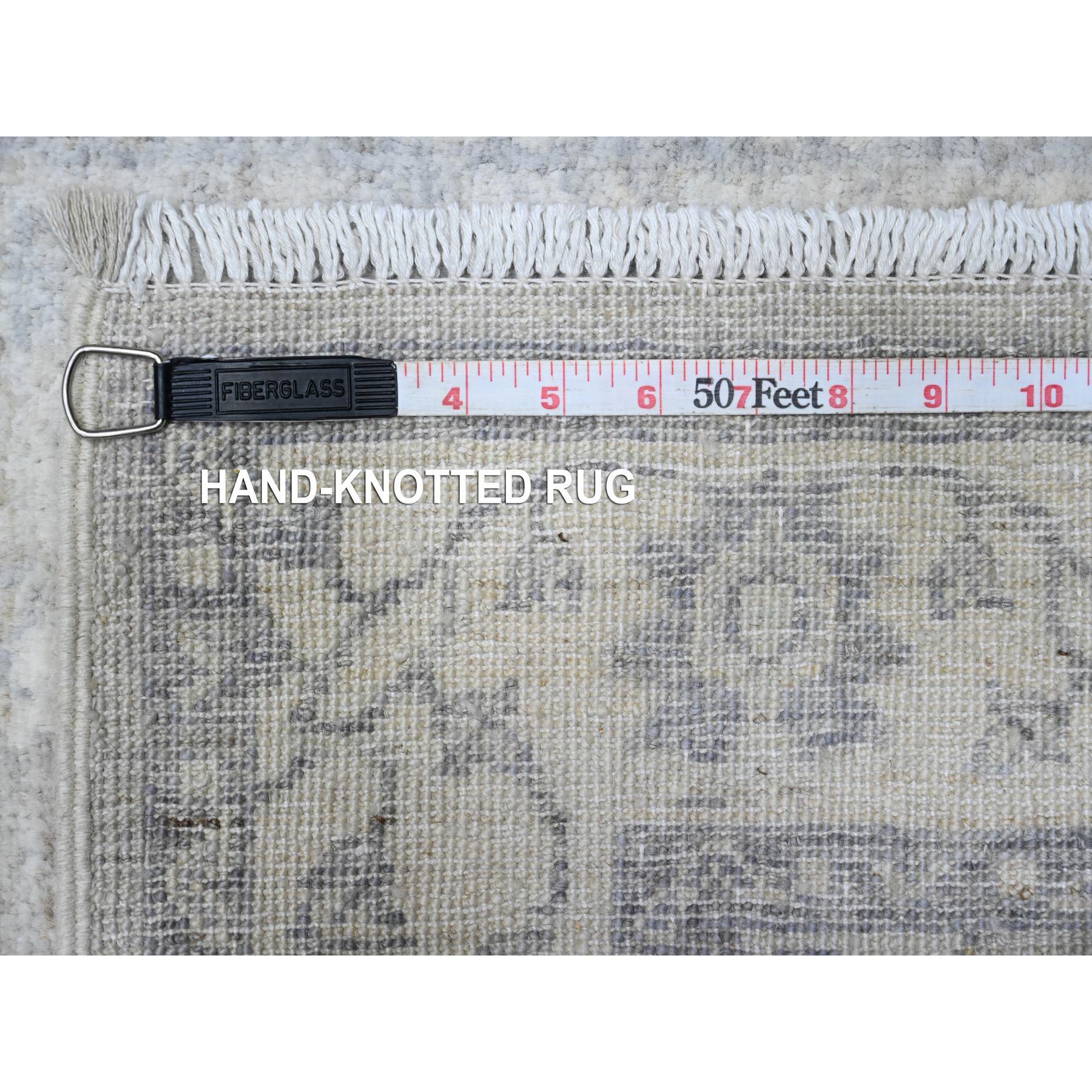 2'5"x17'10" Harbor Gray, Soft Wool, Natural Dyes, Denser Weave, Hand Knotted, Fine Peshawar with Ziegler Mahal Design Runner, XL Oriental Rug HR89625 - Image 6