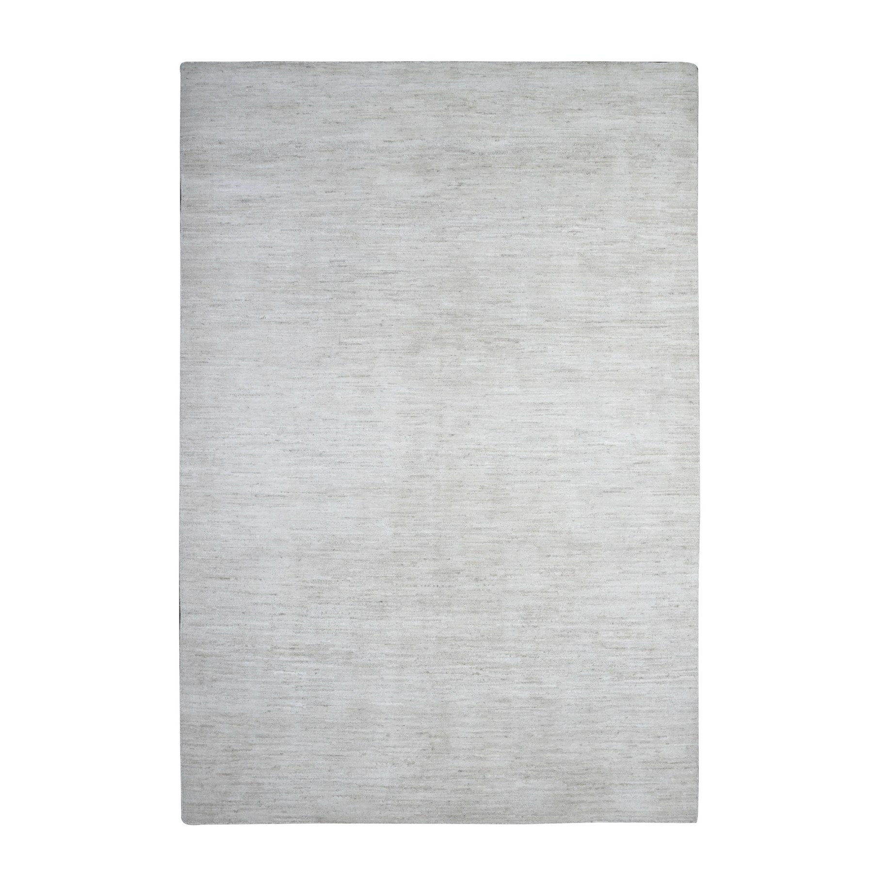 6'x9' Olympus White, Single Color Modern Peshawar With Plain Design, Shabby Chic, Hand Knotted Natural Dyes, 100% Wool, Oriental Rug HR89656
