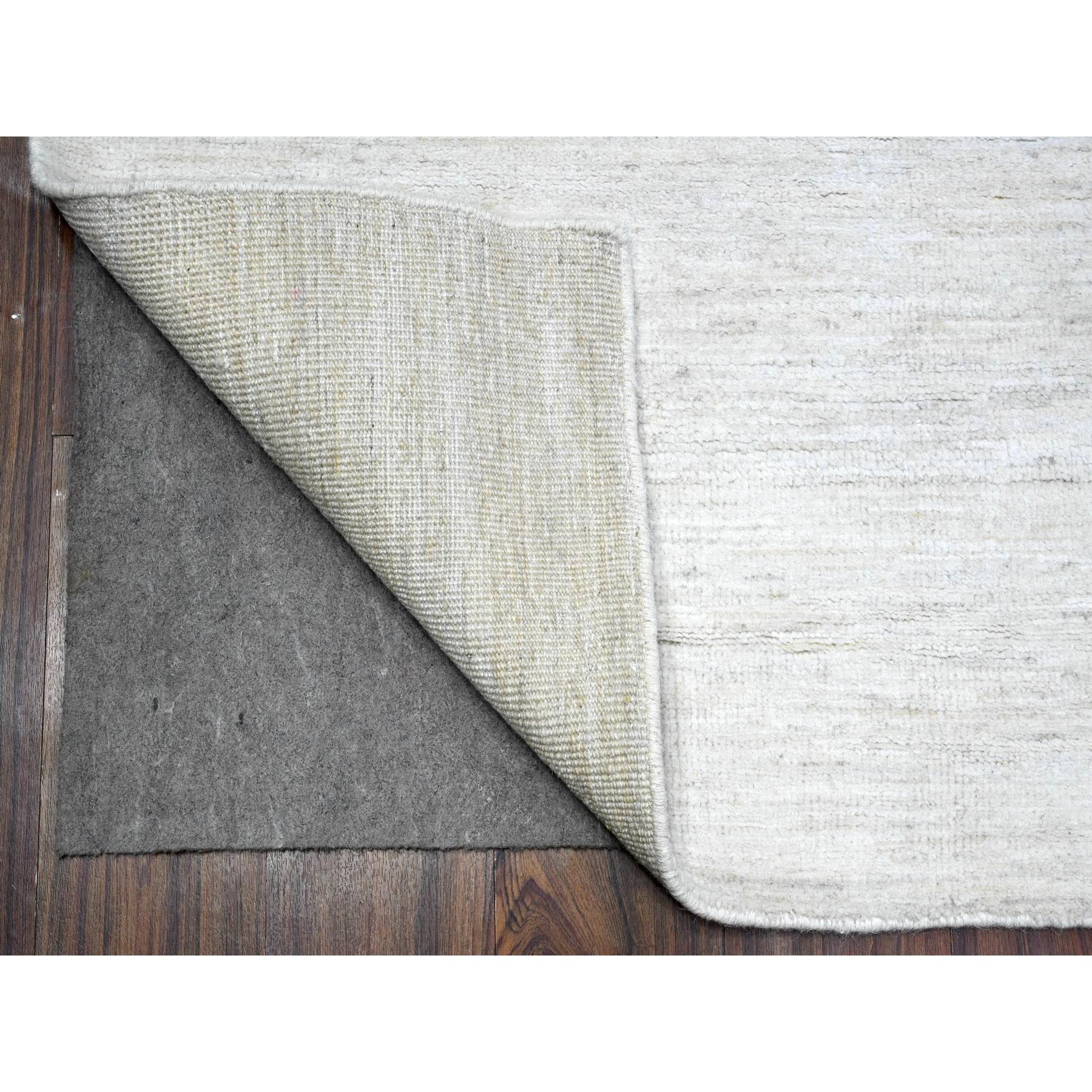 6'x9' Olympus White, Single Color Modern Peshawar With Plain Design, Shabby Chic, Hand Knotted Natural Dyes, 100% Wool, Oriental Rug HR89656 - Image 2