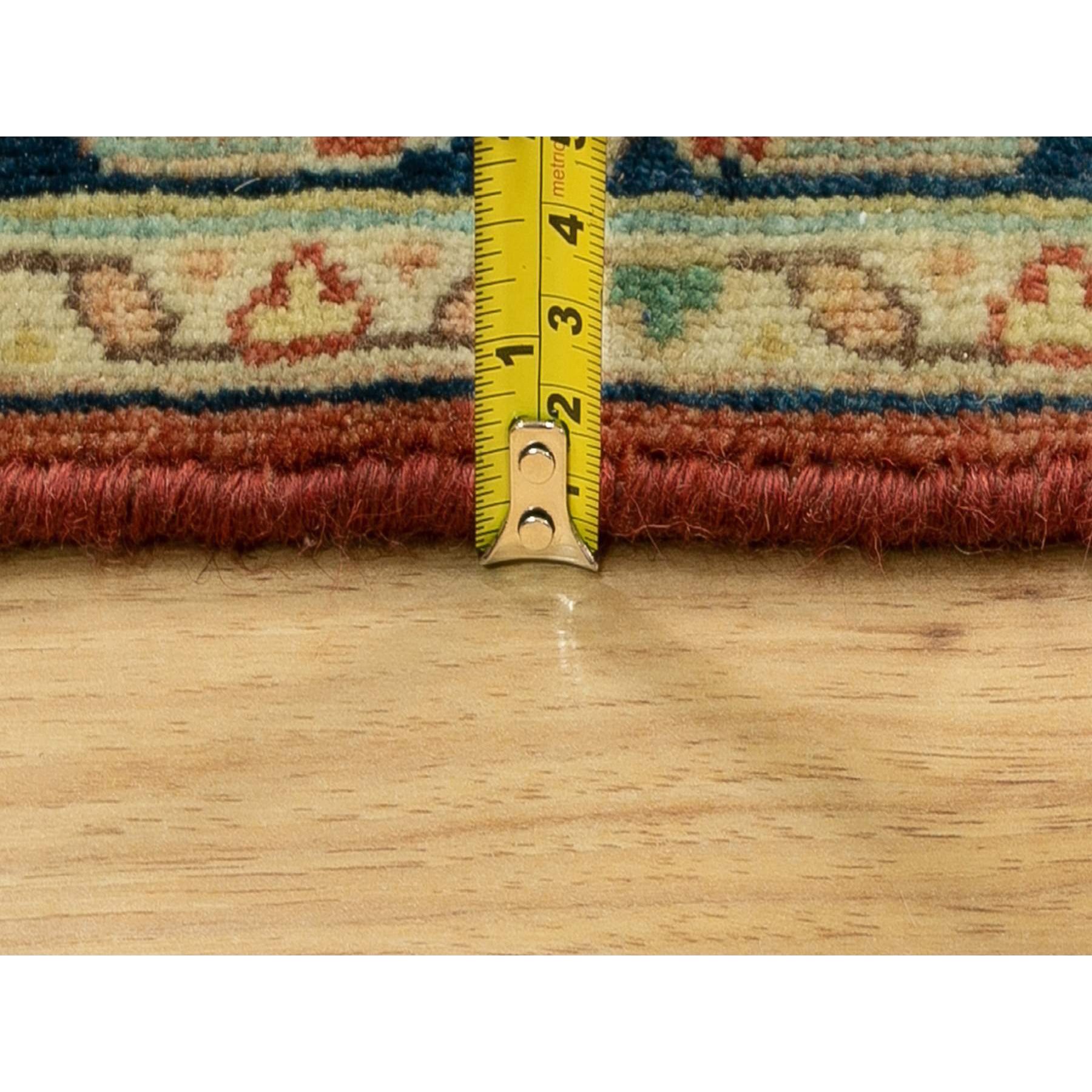 4'1"x6' Hand Knotted Red Antiqued Heriz Re-Creation Geometric Design Pure Wool Oriental Rug HR62021 - Image 7