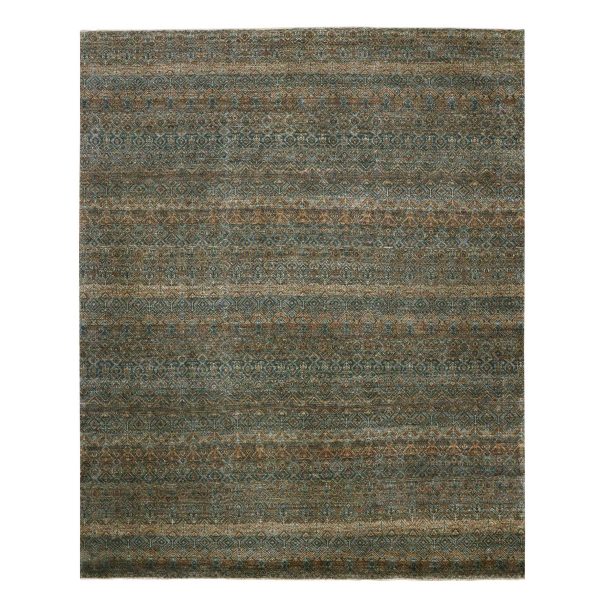 8'1"x10'1" Ochre Brown, Borderless Soft To The Touch Vibrant Soft Wool, Hand Knotted, Kohinoor Herat With Small Diamond Shape Geometric Repetitive Design, Oriental Rug HR76005