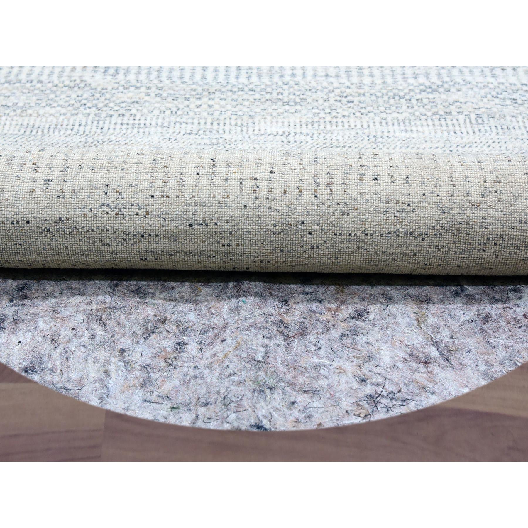 14'x14' Pristine White, Extra Soft Wool, Hand Knotted Modern Grass Design, Tone on Tone, Organic Sustainable Textile, Round Oriental Rug HR79972 - Image 4