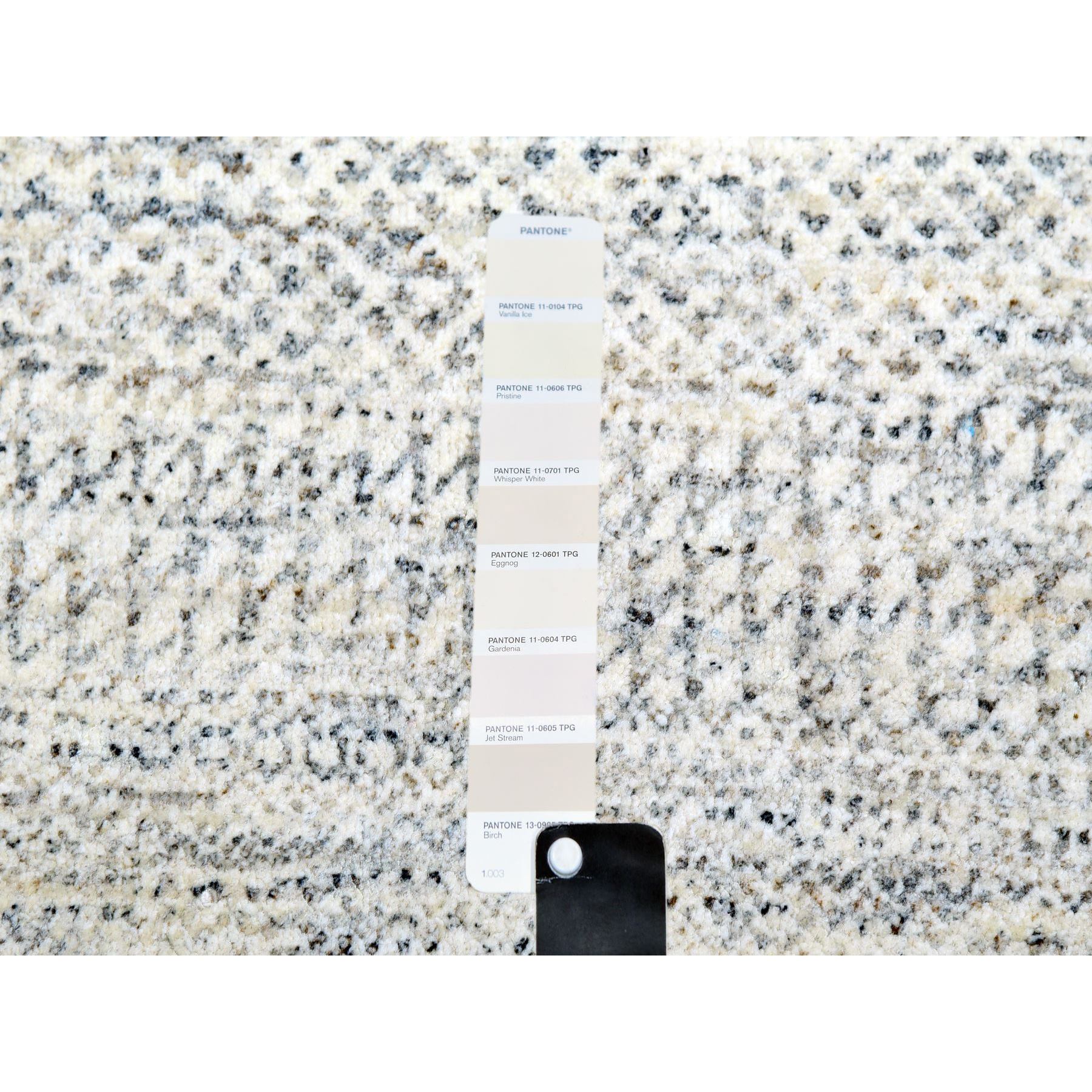 14'x14' Pristine White, Extra Soft Wool, Hand Knotted Modern Grass Design, Tone on Tone, Organic Sustainable Textile, Round Oriental Rug HR79972 - Image 7