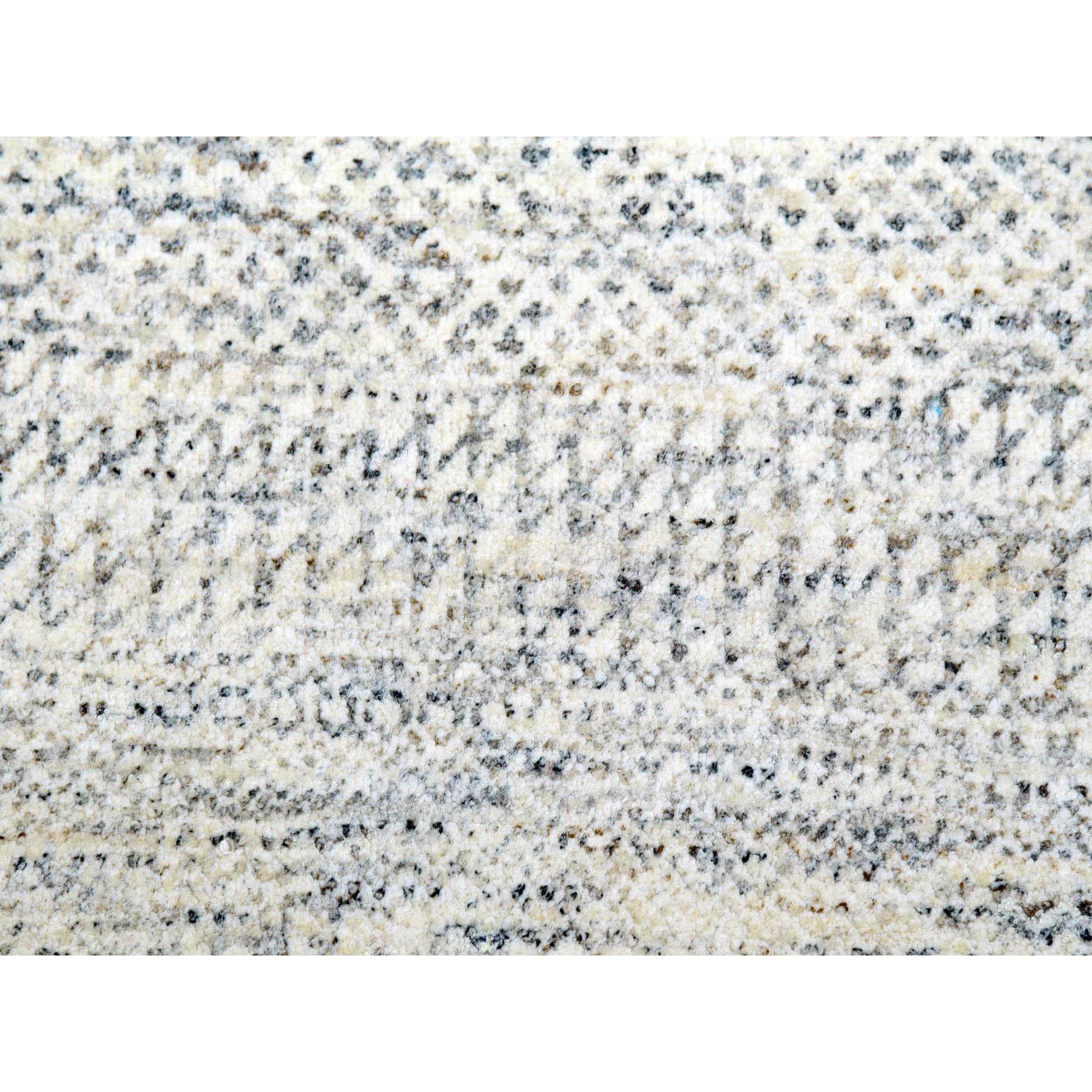 14'x14' Pristine White, Extra Soft Wool, Hand Knotted Modern Grass Design, Tone on Tone, Organic Sustainable Textile, Round Oriental Rug HR79972 - Image 8