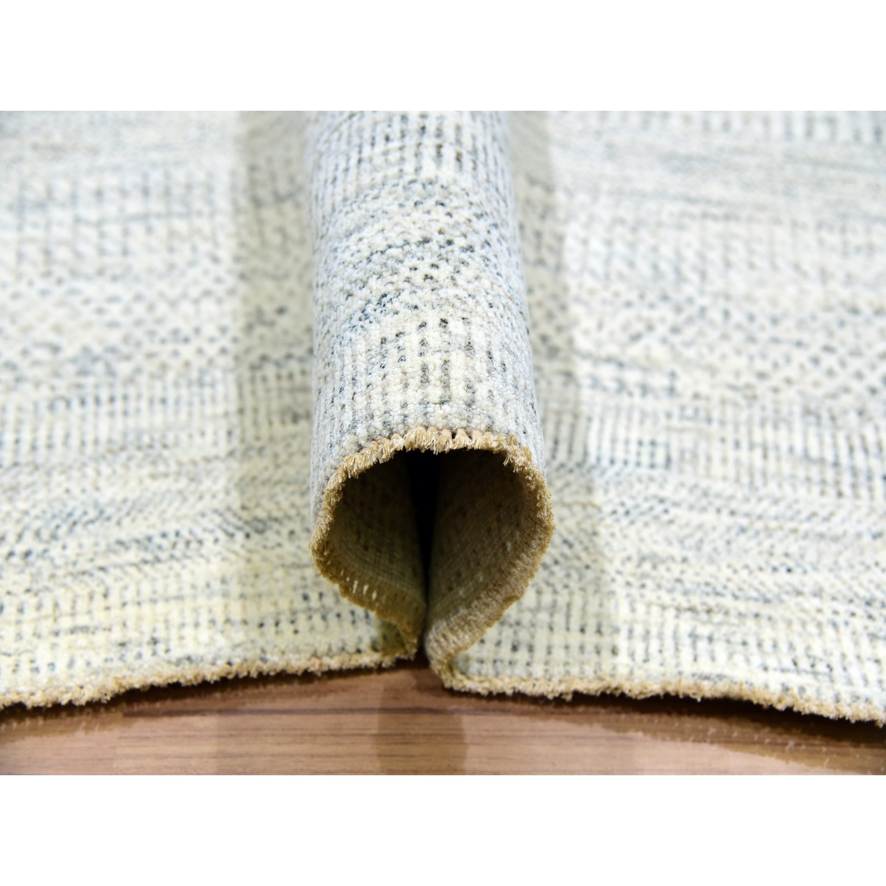 12'x15' Dove White, Hand Knotted 100% Wool, Tone on Tone, Modern Grass Design, Organic Sustainable Textile, Oversized Oriental Rug HR79973 - Image 6