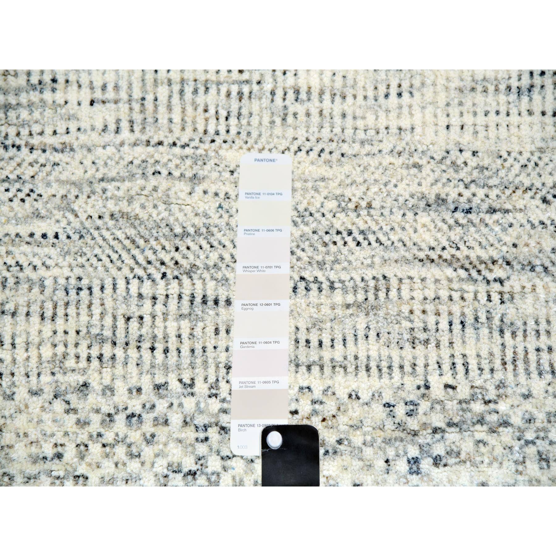 12'x15' Dove White, Hand Knotted 100% Wool, Tone on Tone, Modern Grass Design, Organic Sustainable Textile, Oversized Oriental Rug HR79973 - Image 8