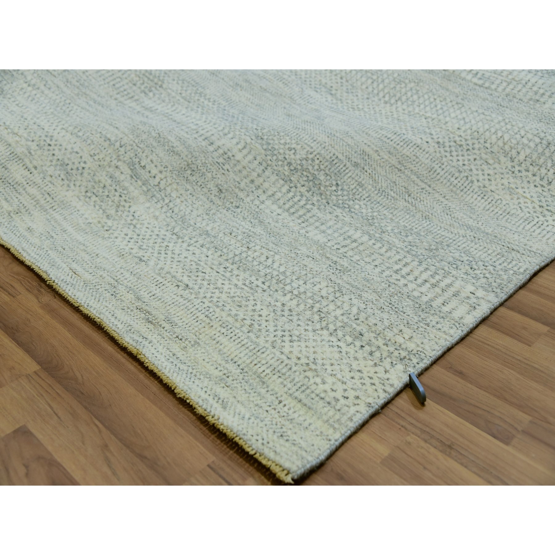 14'x18'1" Eider White, Hand Knotted Velvety Wool, Organic Sustainable Textile, Tone on Tone, Modern Grass Design, XL Oriental RugHR79980 - Image 6