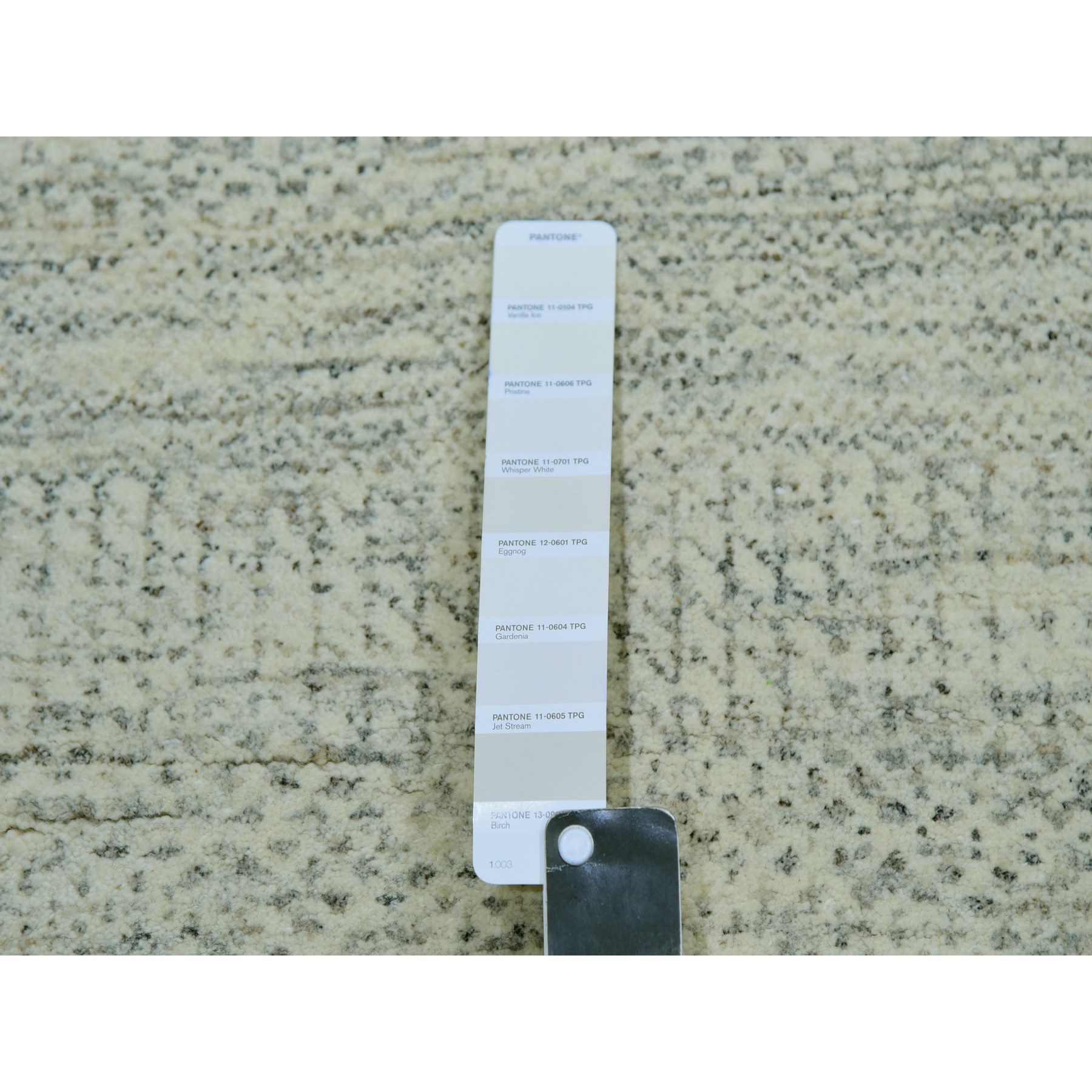 14'x18'1" Eider White, Hand Knotted Velvety Wool, Organic Sustainable Textile, Tone on Tone, Modern Grass Design, XL Oriental RugHR79980 - Image 7