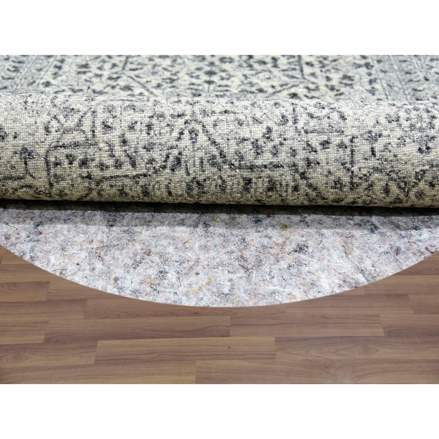 10'x10' Oxford White, Hand Knotted Tone on Tone, Undyed Organic Wool, Mamluk Dynasty Design, Round Oriental Rug HR79986 - Image 4