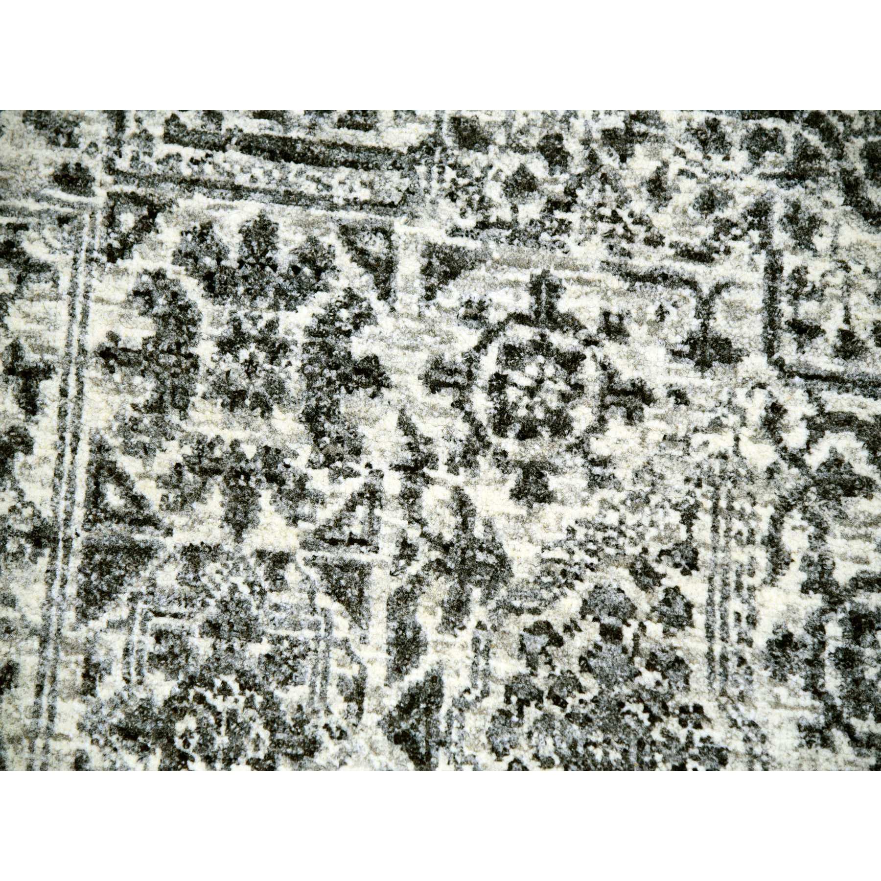 10'x10' Oxford White, Hand Knotted Tone on Tone, Undyed Organic Wool, Mamluk Dynasty Design, Round Oriental Rug HR79986 - Image 8