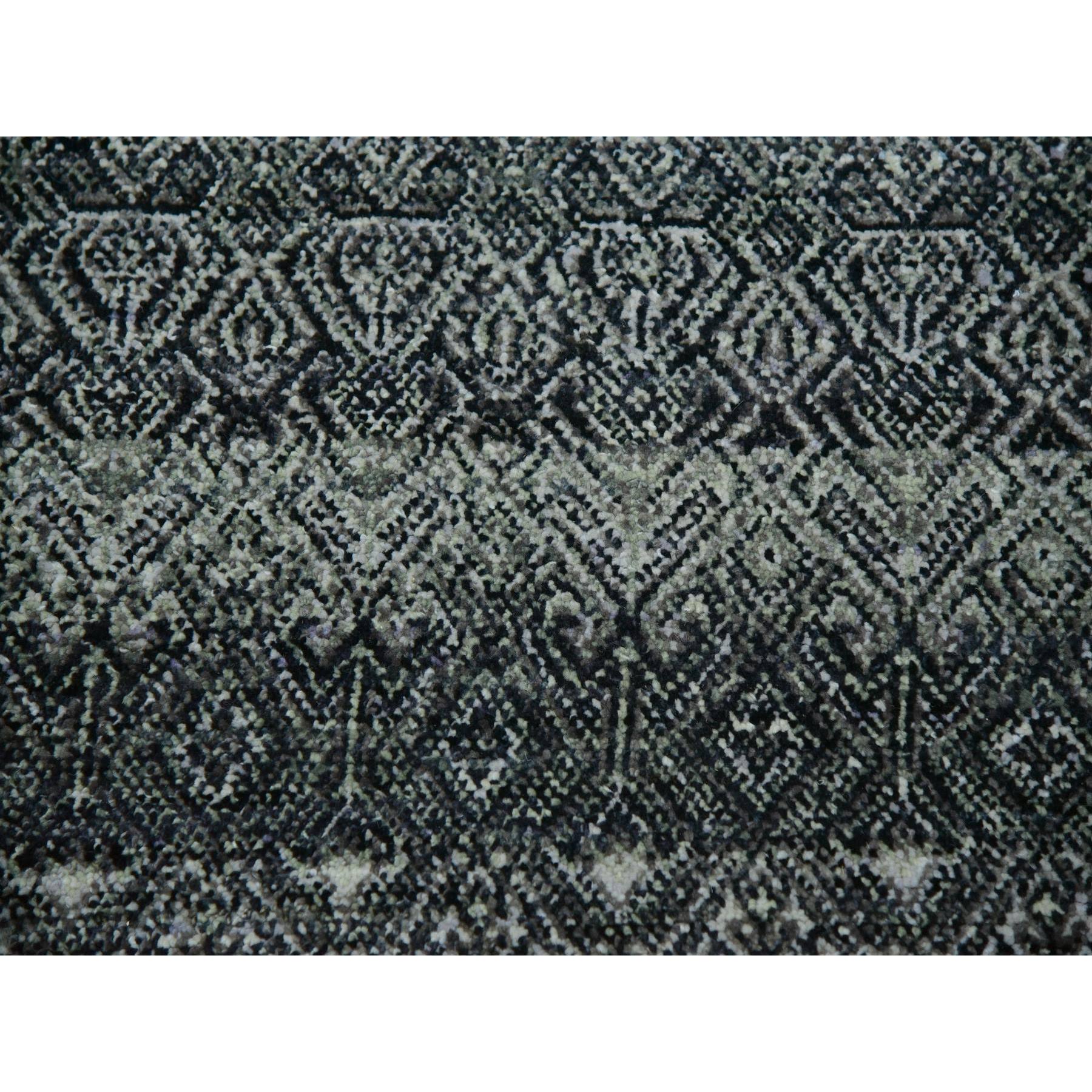 12'x12' Graphite Gray, All Plush Wool, Small Geometric Repetitive Motifs Round Kohinoor Herat Pattern, Hand Knotted, Oriental Rug HR79999 - Image 8