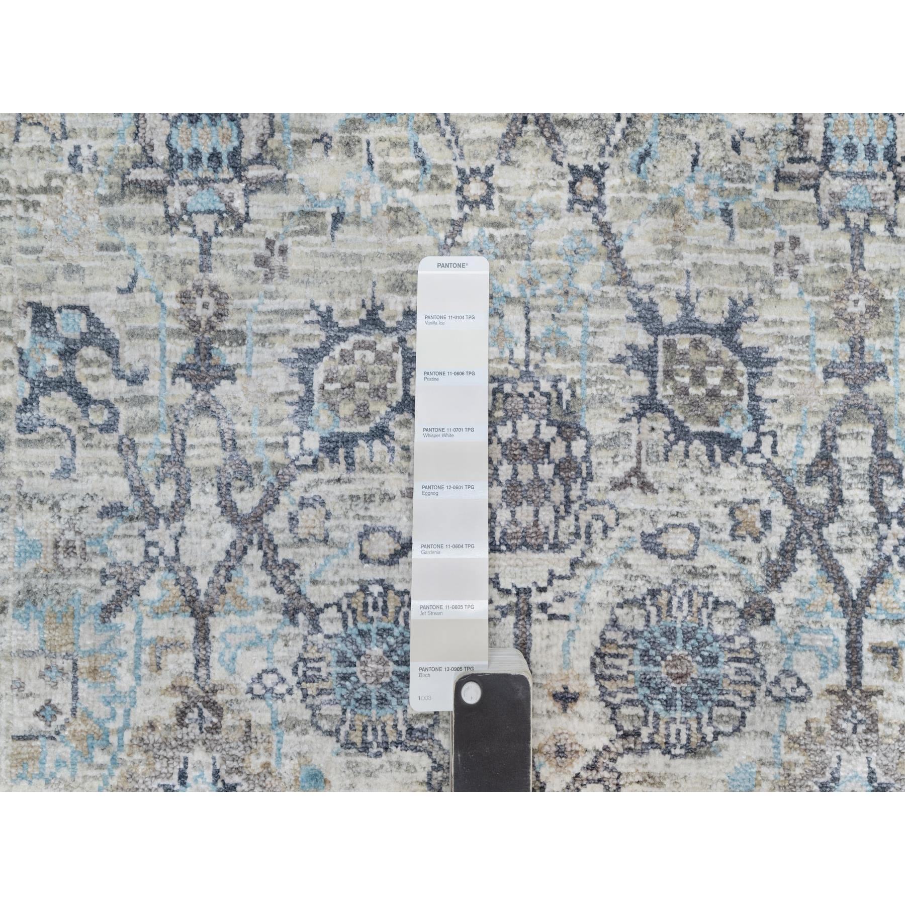 2'7"x27'7" Solstice White, Hand Knotted, Tabriz Vase With Pomegranate Design, Silk With Textured Wool, Soft and Vibrant Pile, XL Runner Oriental Rug HR90968 - Image 4
