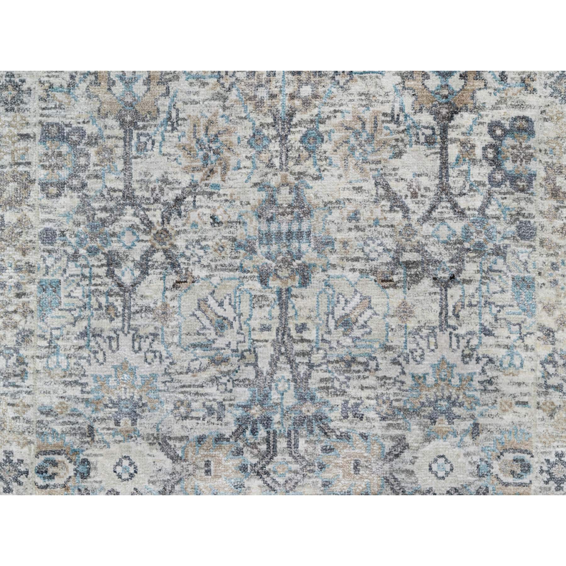 2'7"x27'7" Solstice White, Hand Knotted, Tabriz Vase With Pomegranate Design, Silk With Textured Wool, Soft and Vibrant Pile, XL Runner Oriental Rug HR90968 - Image 5