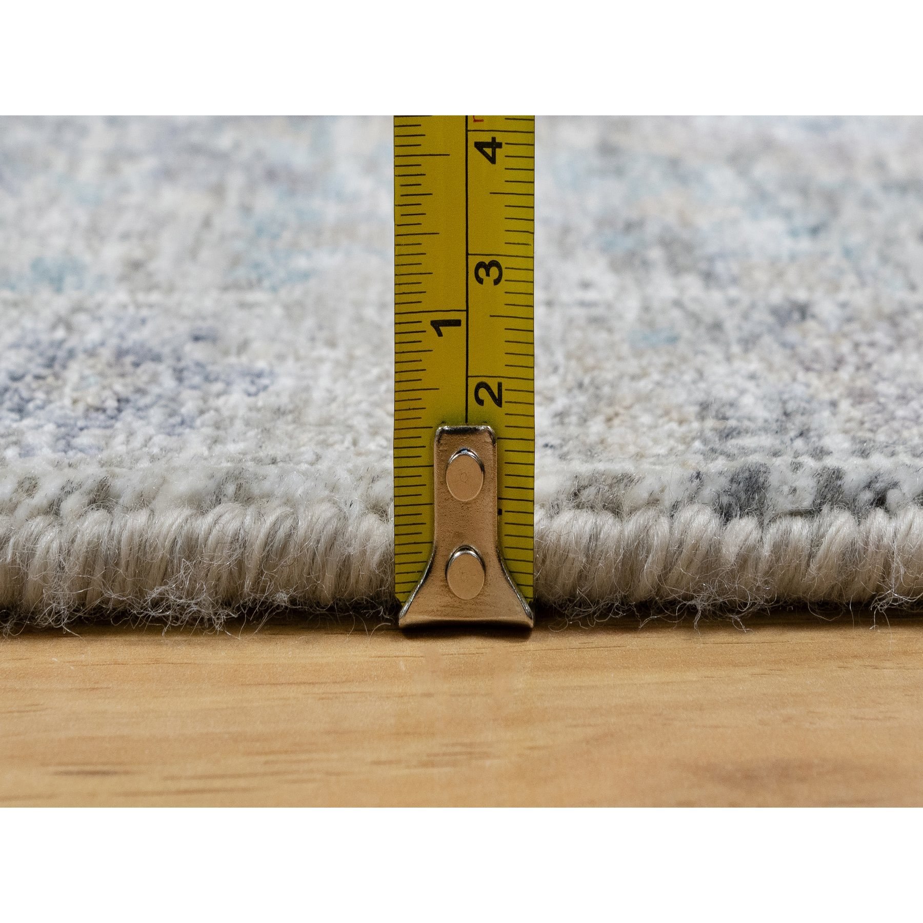 2'7"x27'7" Solstice White, Hand Knotted, Tabriz Vase With Pomegranate Design, Silk With Textured Wool, Soft and Vibrant Pile, XL Runner Oriental Rug HR90968 - Image 7
