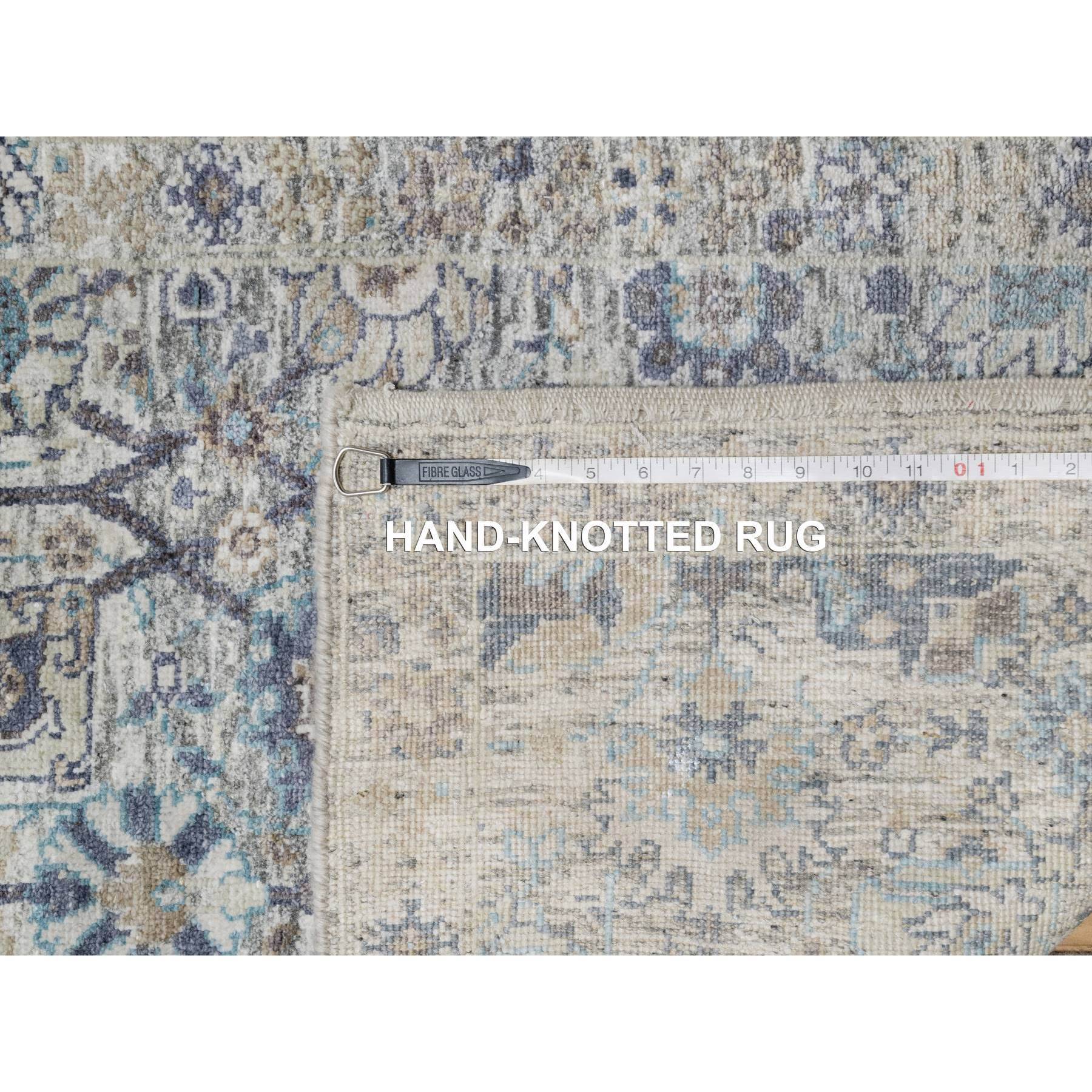 2'7"x27'7" Solstice White, Hand Knotted, Tabriz Vase With Pomegranate Design, Silk With Textured Wool, Soft and Vibrant Pile, XL Runner Oriental Rug HR90968 - Image 8