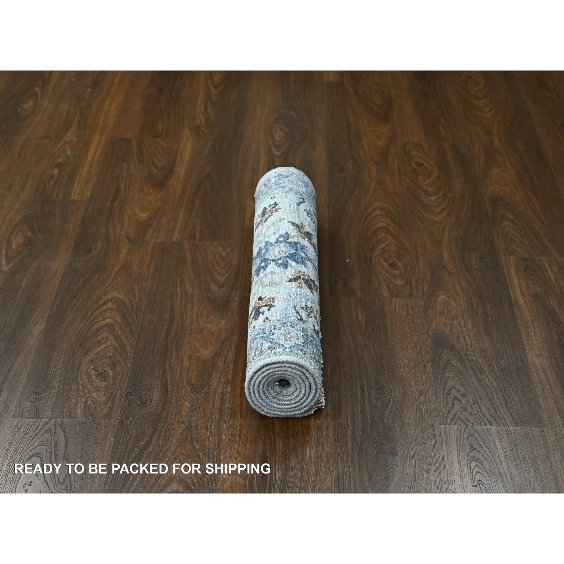 2'6"x5'9" Eggshell White, Oushak with Floral Motifs, Hand Knotted, Denser Weave, Natural Wool, Runner, Oriental Rug HR10082 - Image 6