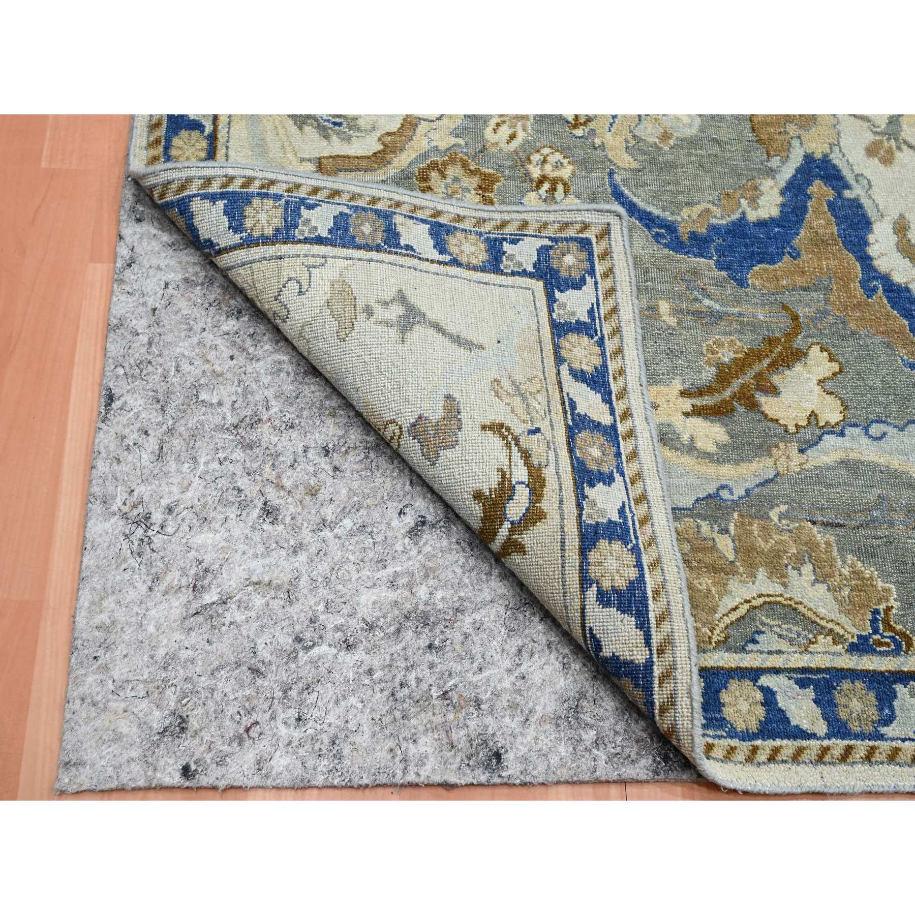 8'1"x10'2" Snow Ivory, Polonaise Czartoryski with Persian Isphahan Inspired Design Distinct Abrash, Hand Knotted, Zero Pile 100% Wool, Oriental Rug HR75472 - Image 4