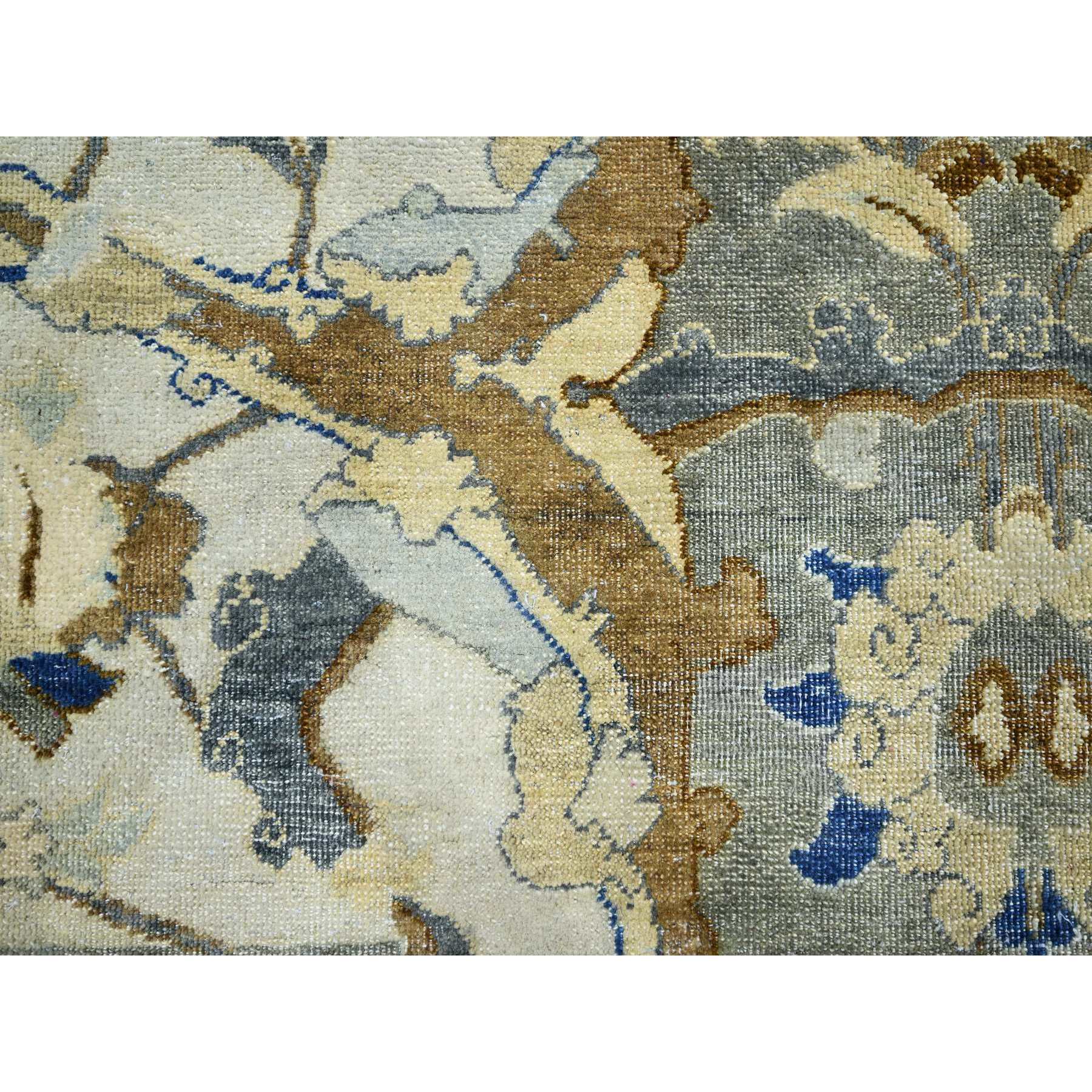 8'1"x10'2" Snow Ivory, Polonaise Czartoryski with Persian Isphahan Inspired Design Distinct Abrash, Hand Knotted, Zero Pile 100% Wool, Oriental Rug HR75472 - Image 8