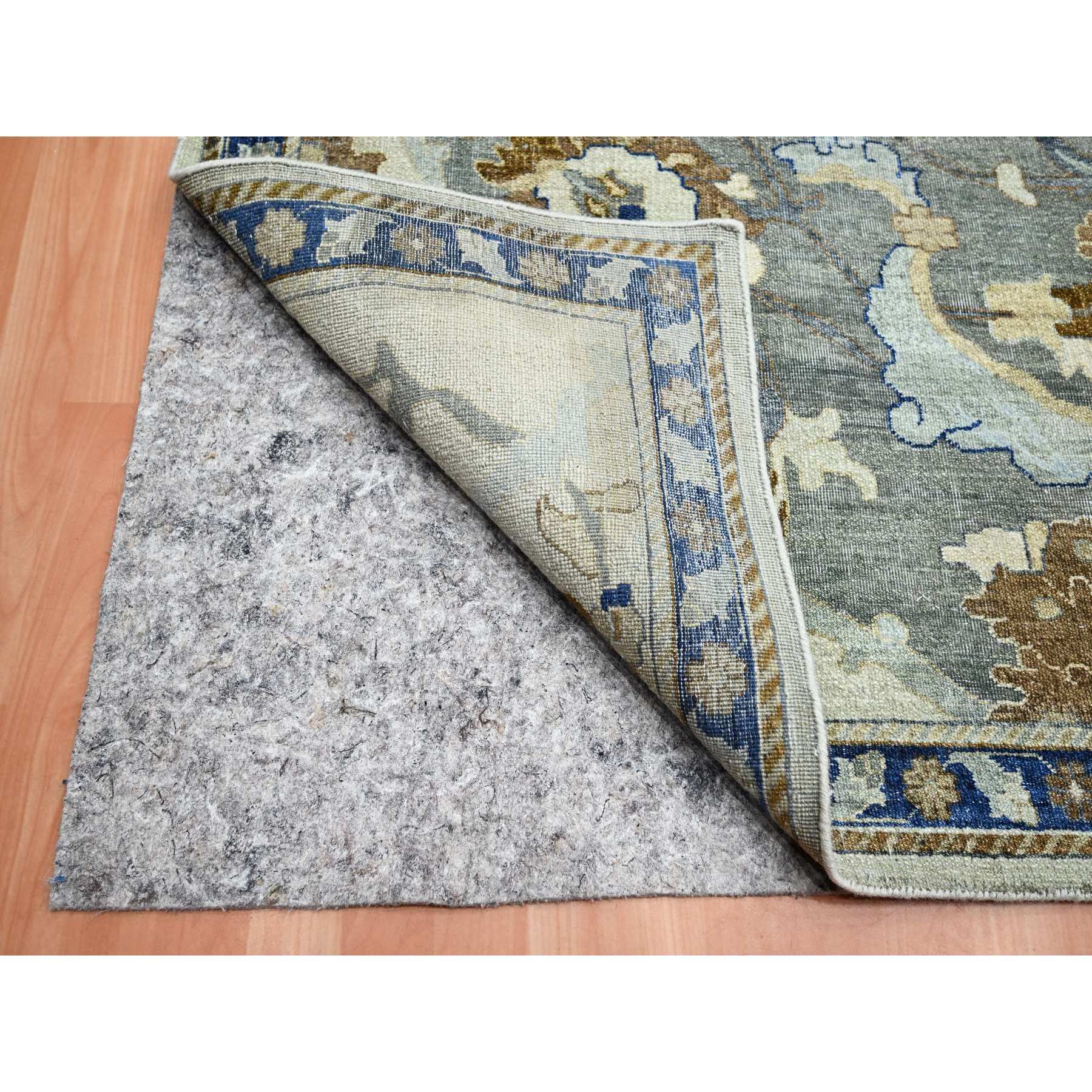 12'x15'5" Powder White, Polonaise Czartoryski with Persian Isphahan Inspired Design, 100% Wool, Distinct Abrash, Hand Knotted, Zero Pile, Oversized, Oriental Rug HR75474 - Image 4
