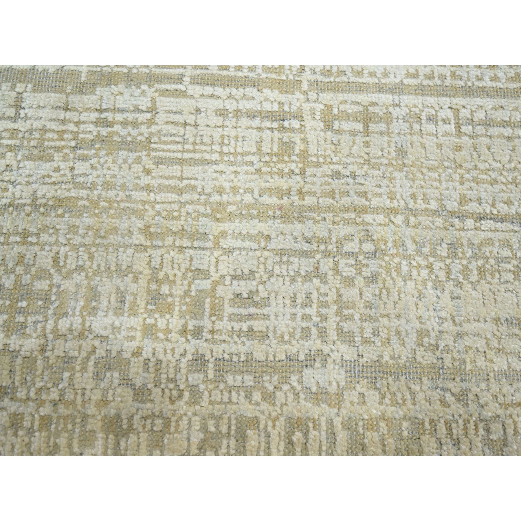 9'x12'4" Shades of Ivory, Gradation Design, Modern, Textured Wool & Pure Silk, Hand Knotted, Oriental Rug HR75505 - Image 8