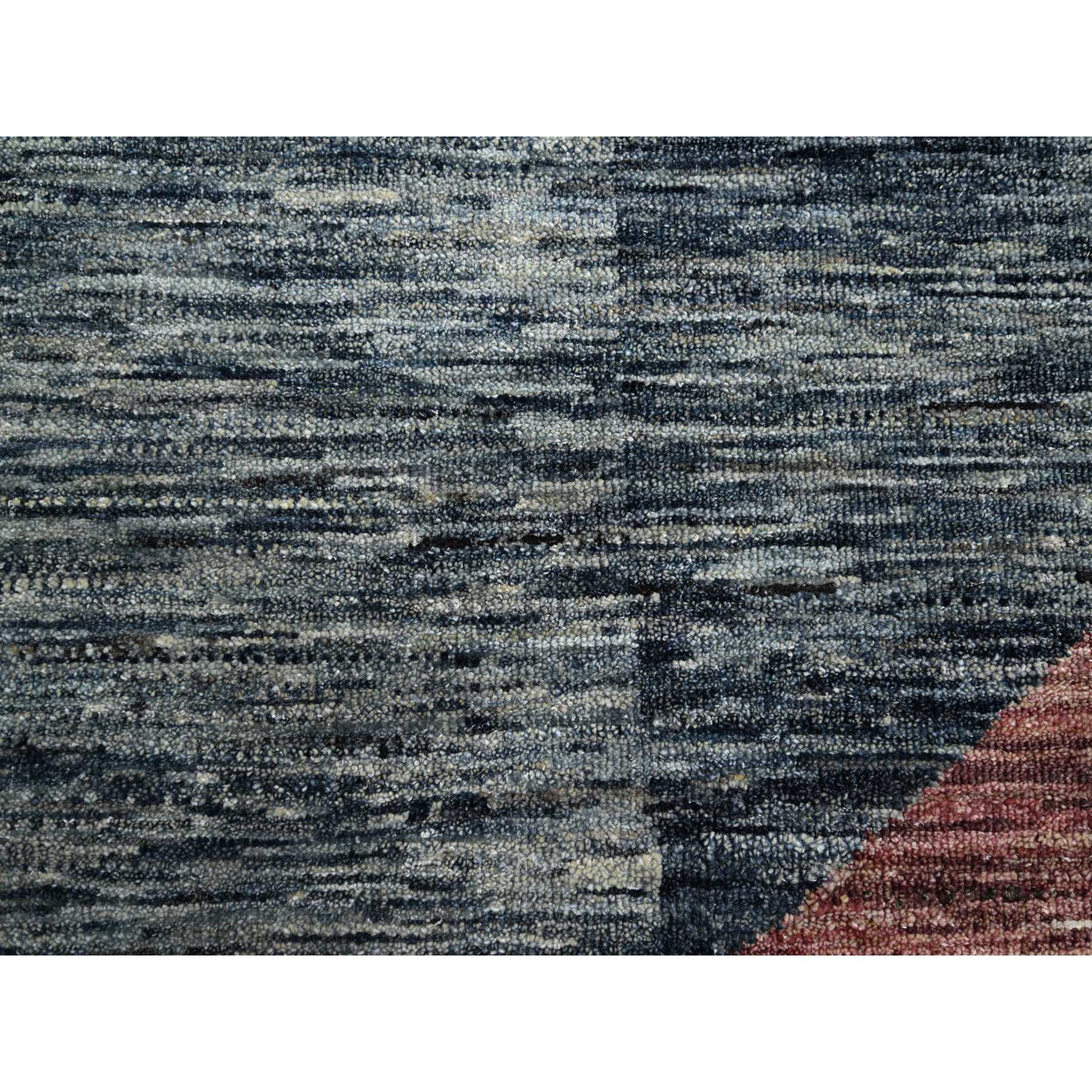 8'x10' Shades of Gray with Brown, Modern, Bauhaus and Mid Century Inspired, Zero Pile, Sheared Low, Hand Knotted Pure Wool, Oriental Rug HR75508 - Image 8