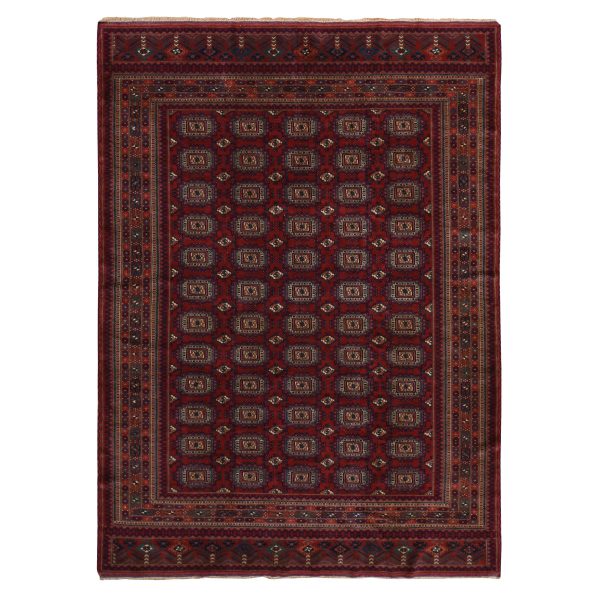 6'10"x9'7" Angels Red, Antique Tourkaman, Clean, Even Soft Pile, Elephant Feet Gul Design, Super Dense Weave, 100% Wool, Hand Knotted, Oriental Rug HR78305
