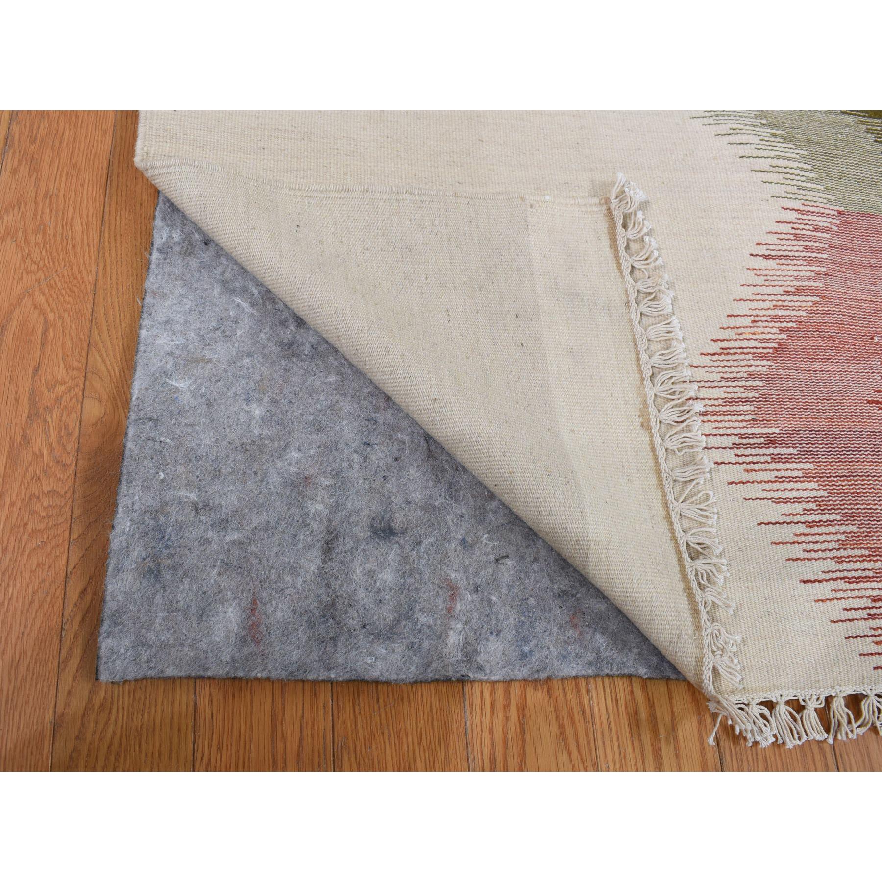 9'x12'7" Ivory, Flat Weave Durie Kilim, Dazzling Design, Hand Woven, 100% Wool, Reversible, Oriental Rug HR87911 - Image 4