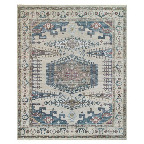 13'10"x16'2" Ivory with Soft Tones, Reimagined Persian Viss Design, Plush and Lush Soft Pile, Extra Soft Wool Hand Knotted, Oversized Oriental Rug HR65456