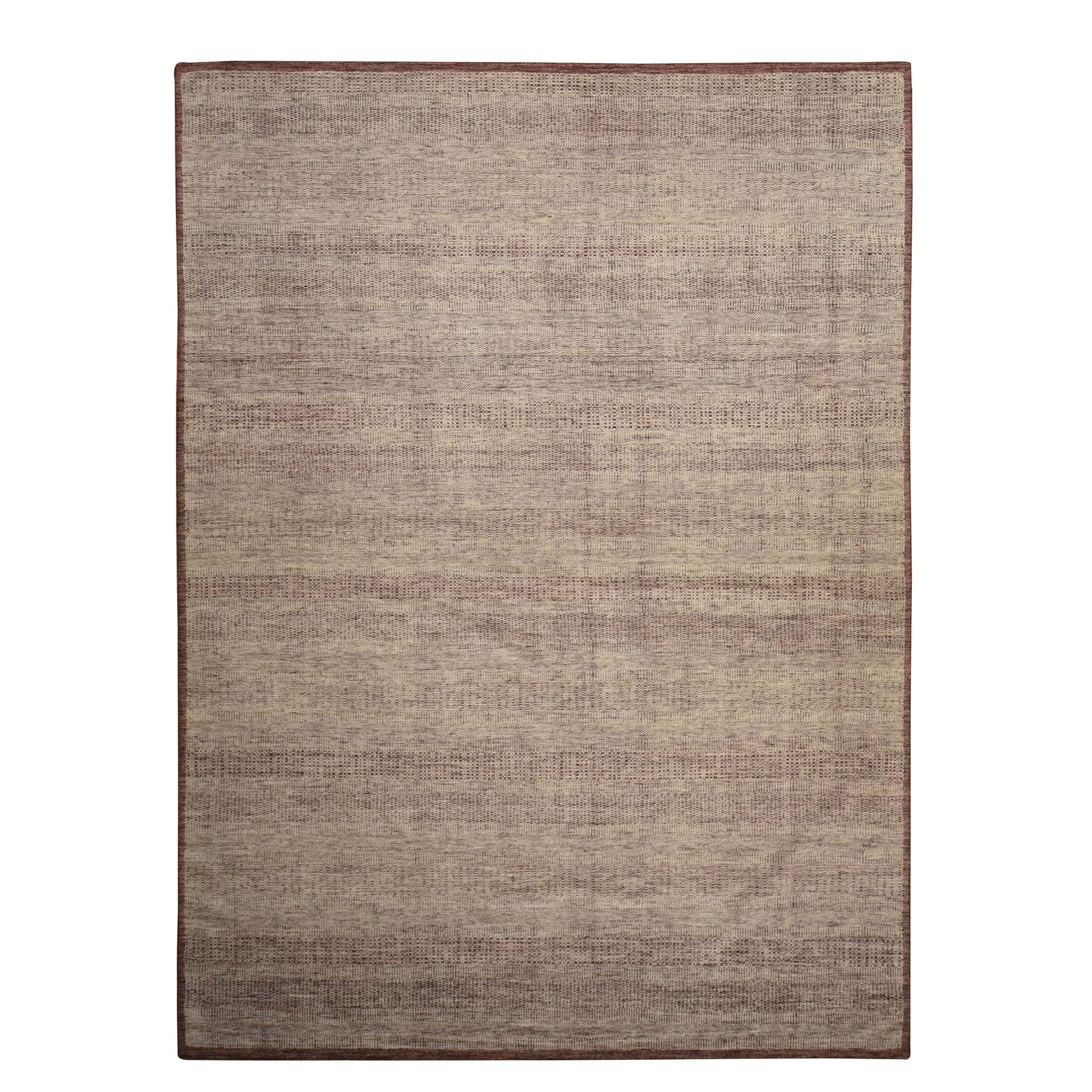 10'x14' Wine Red, Plain and Natural Design, Oxidized 100% Wool, Hand Knotted, Tone on Tone, Oriental Rug HR78331